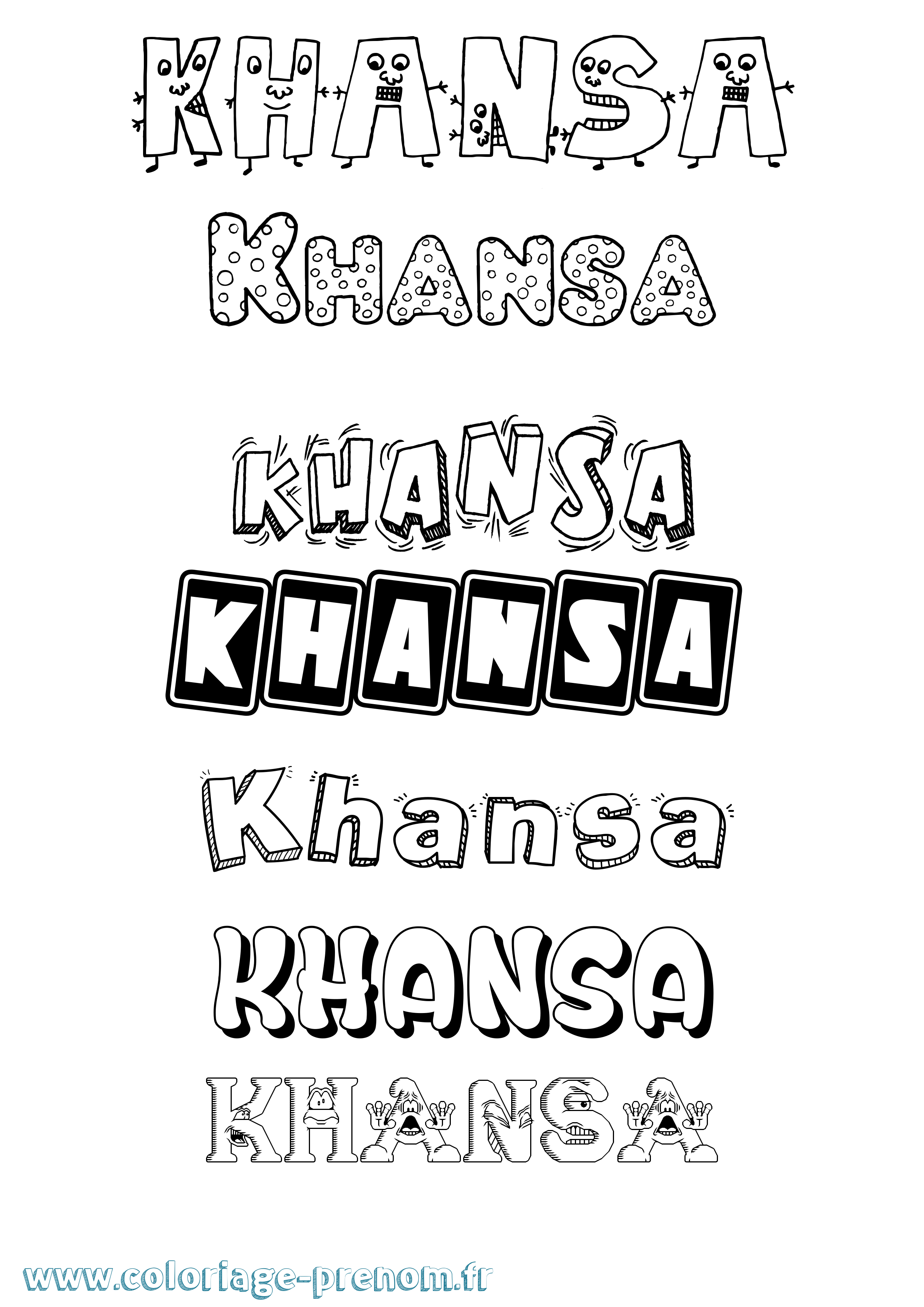 Coloriage Khansa Fun Coloriage prénom Khansa Fun