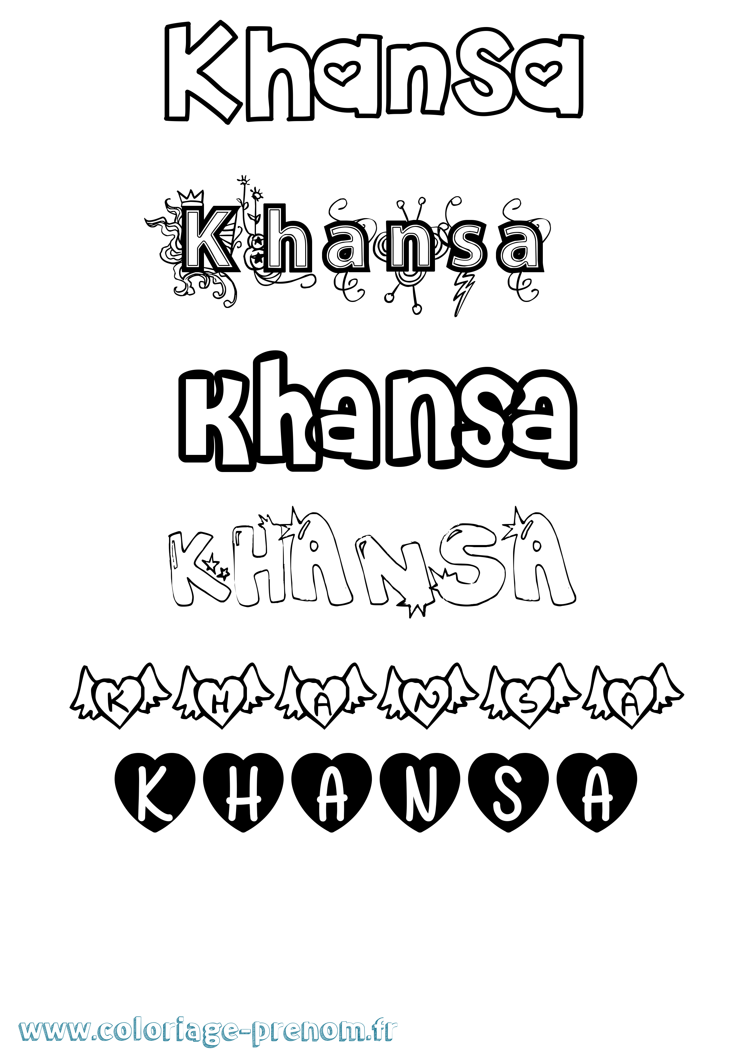 Coloriage Khansa Girly Coloriage prénom Khansa Girly