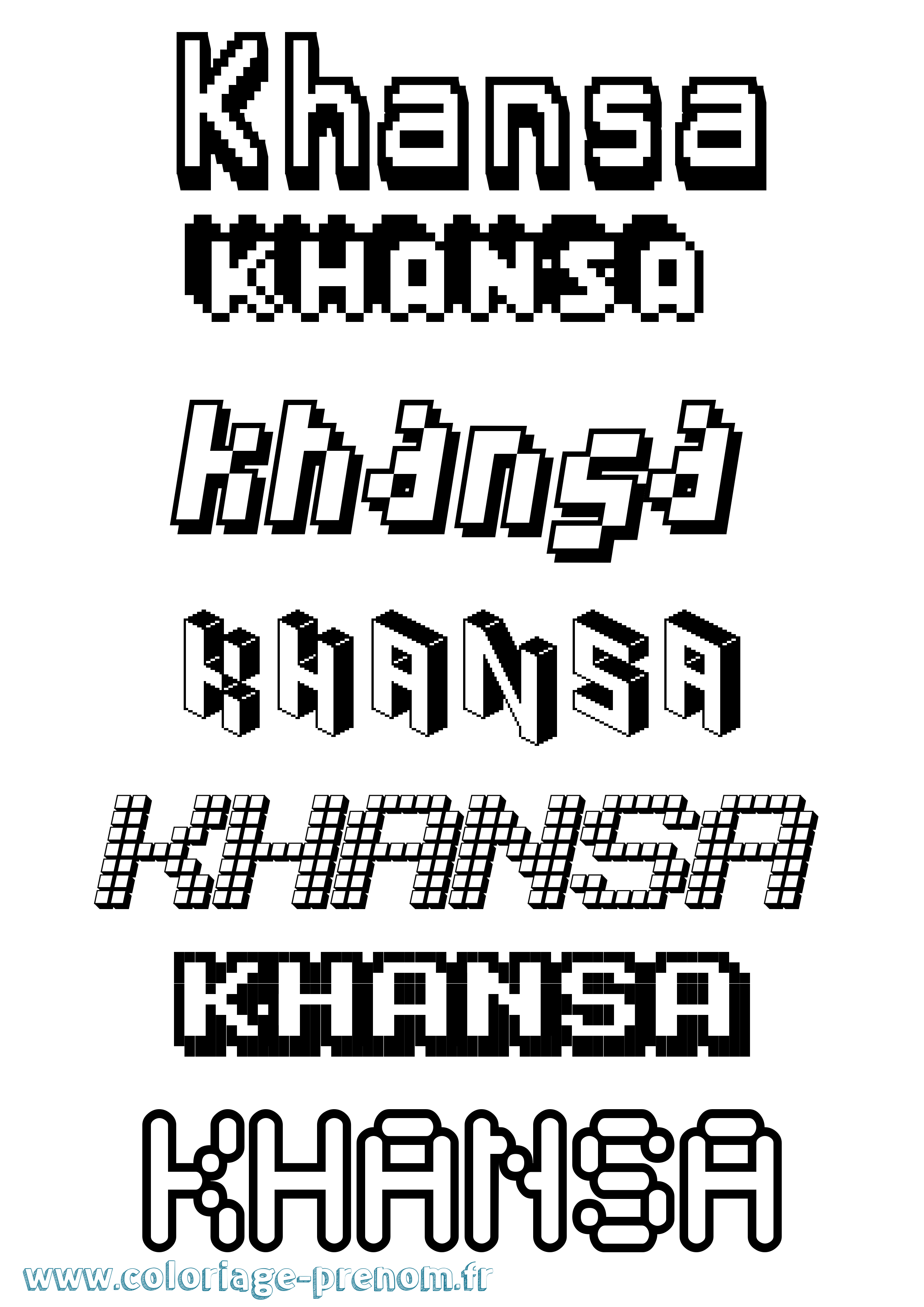 Coloriage Khansa Pixel Coloriage prénom Khansa Pixel