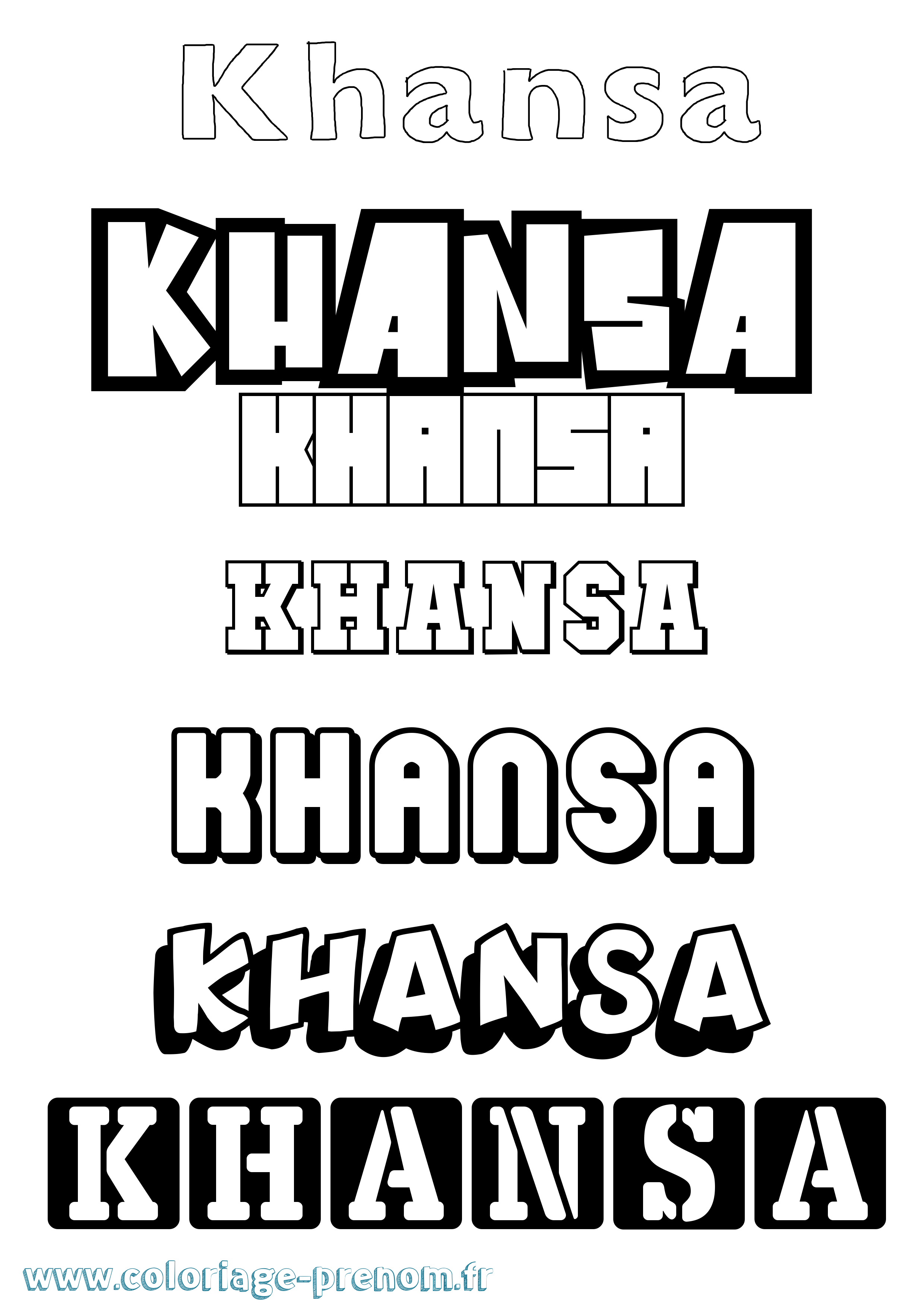 Coloriage Khansa Simple Coloriage prénom Khansa Simple