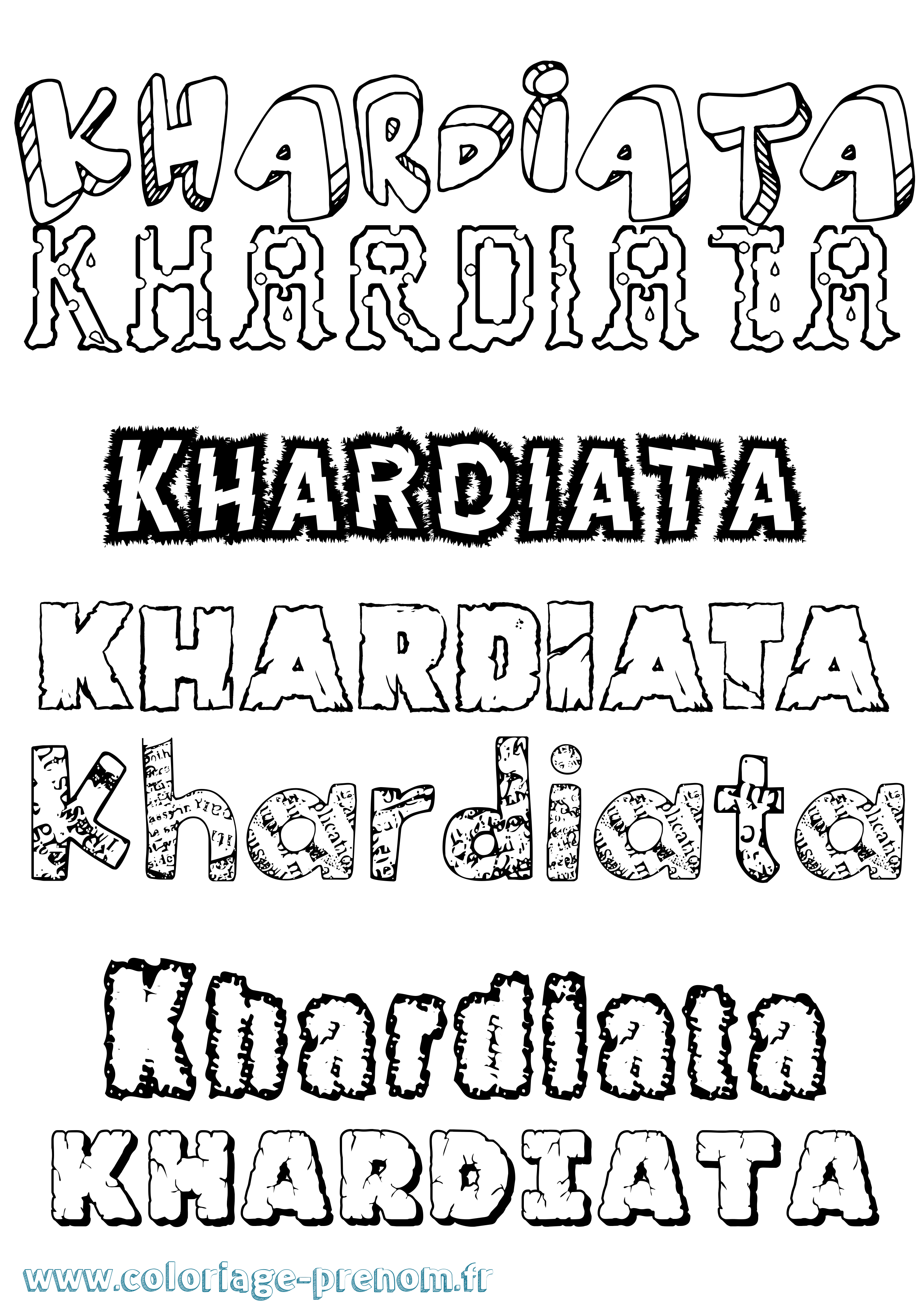 Coloriage Khardiata Destructuré Coloriage prénom Khardiata Destructuré