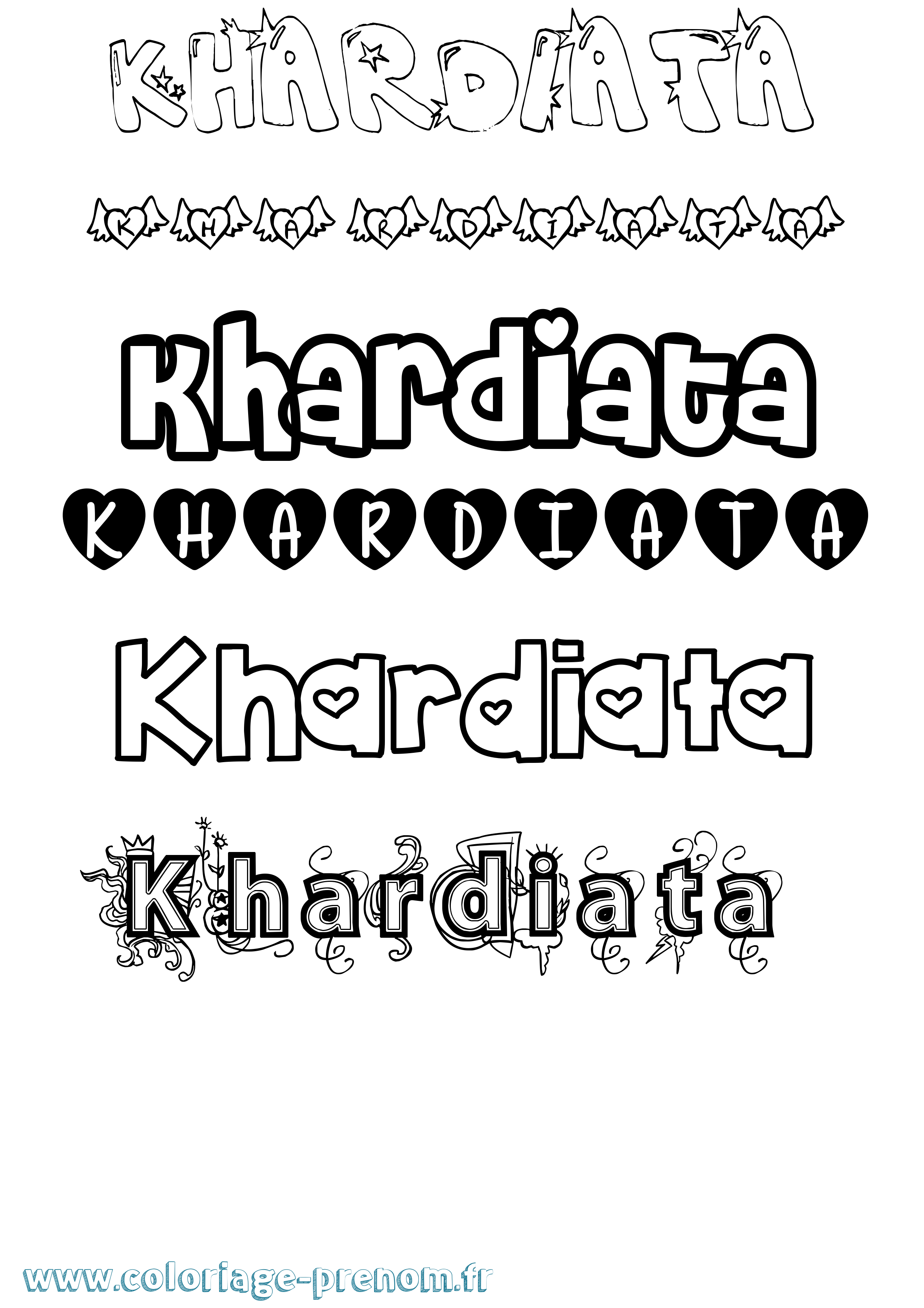 Coloriage Khardiata Girly Coloriage prénom Khardiata Girly