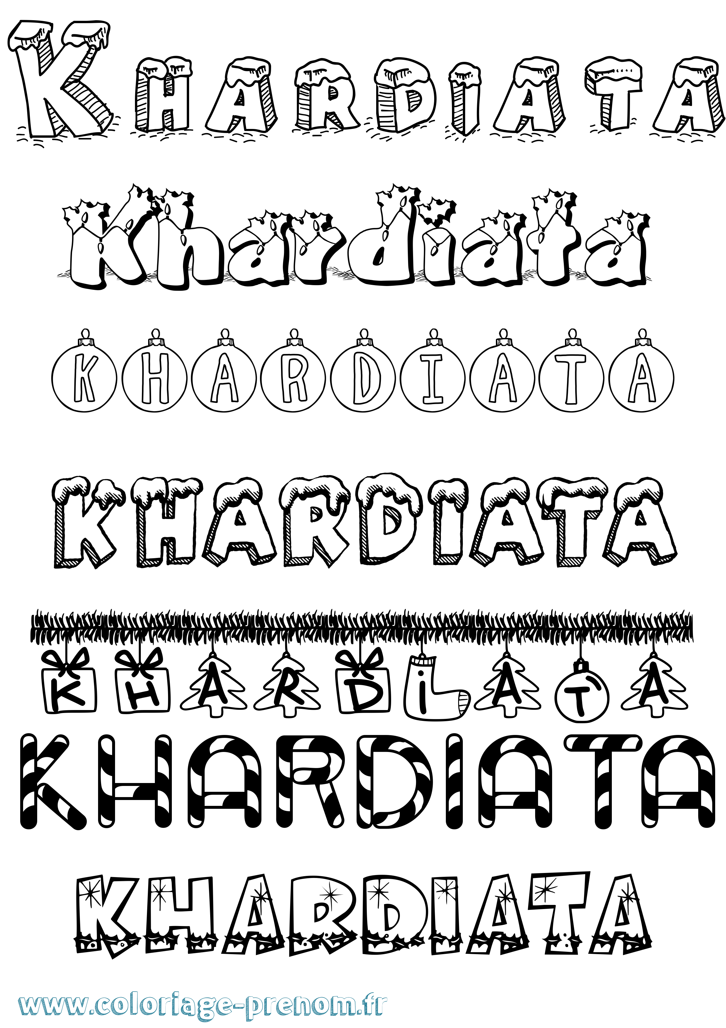 Coloriage Khardiata Noël Coloriage prénom Khardiata Noël