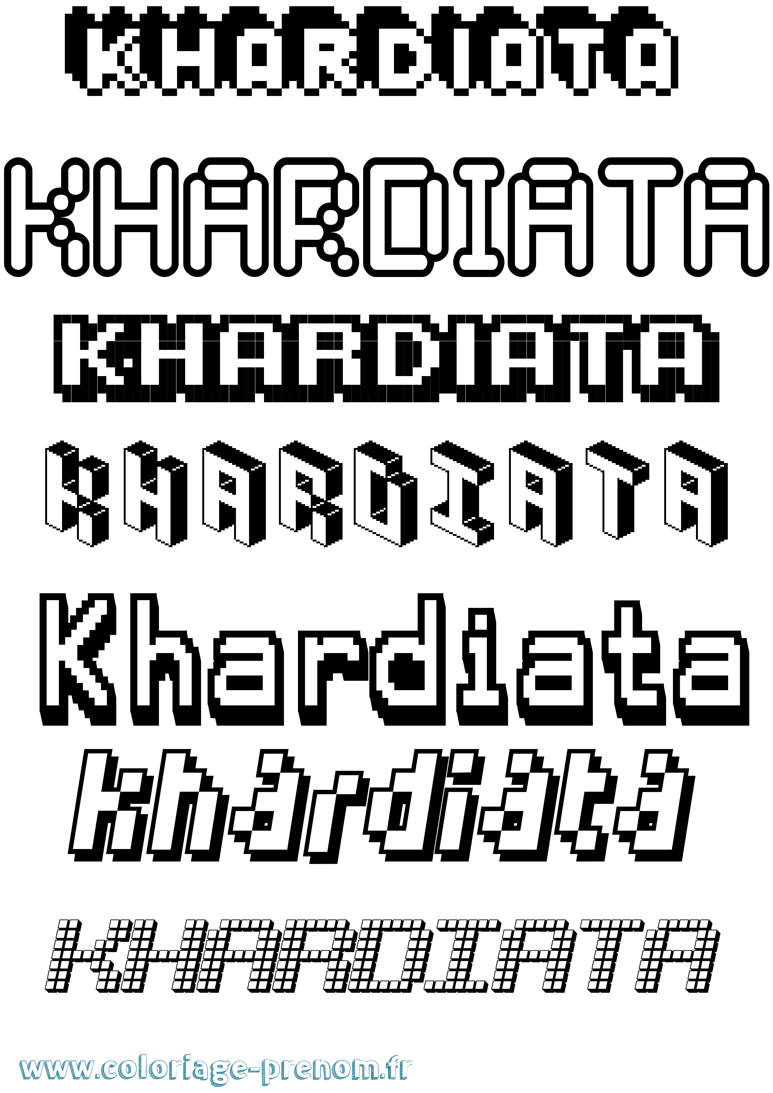 Coloriage Khardiata Pixel Coloriage prénom Khardiata Pixel
