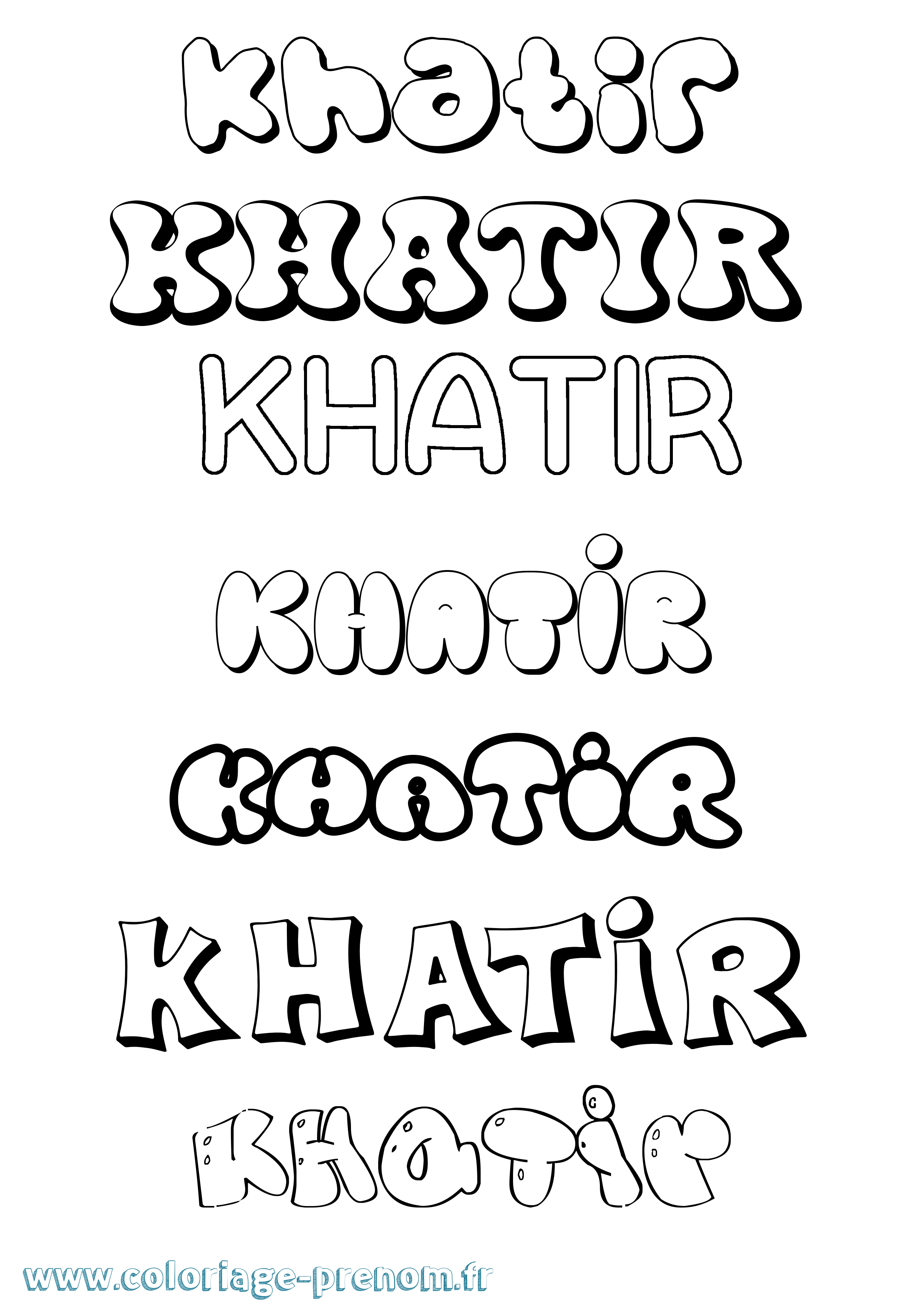 Coloriage Khatir Bubble Coloriage prénom Khatir Bubble