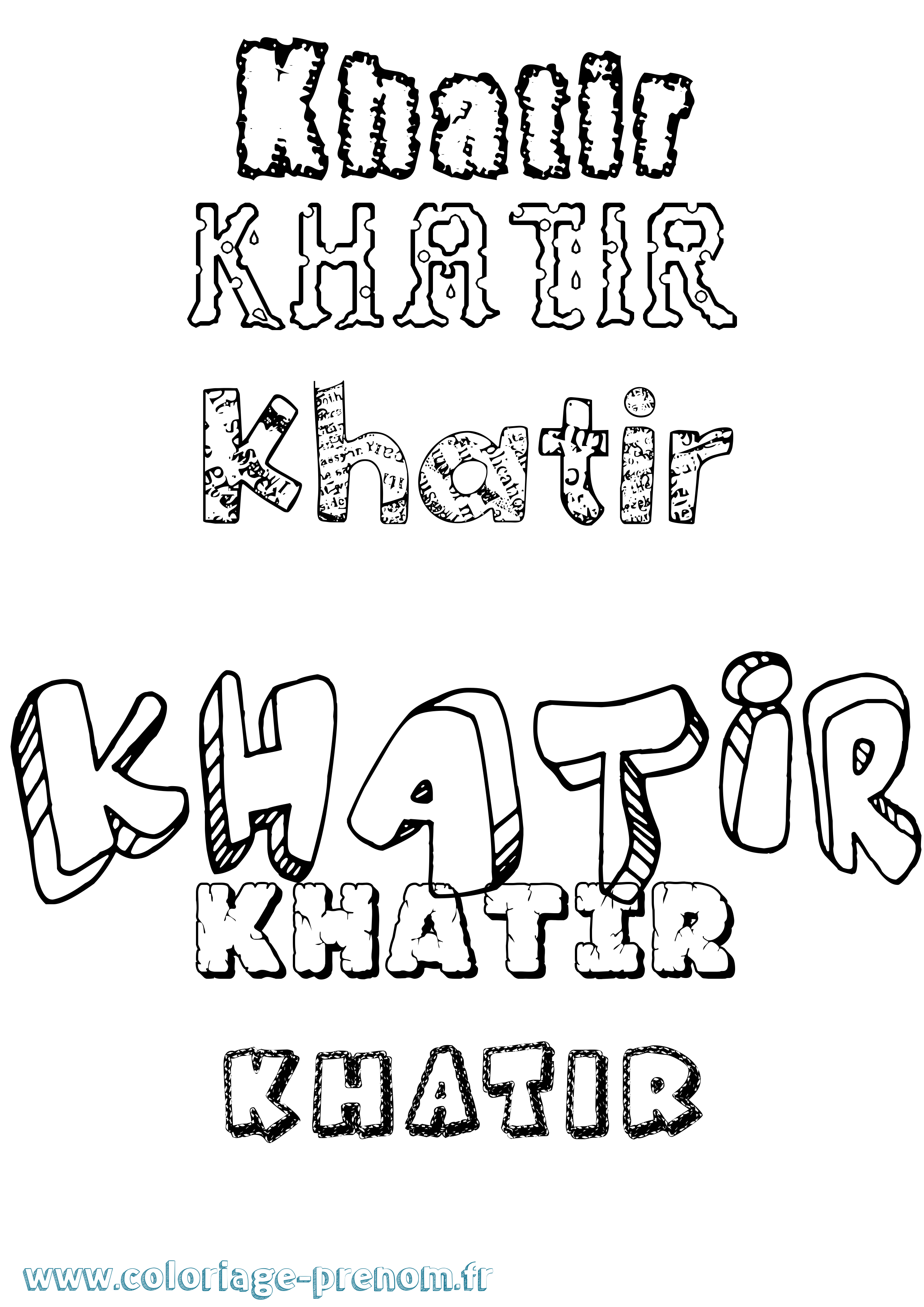 Coloriage Khatir Destructuré Coloriage prénom Khatir Destructuré
