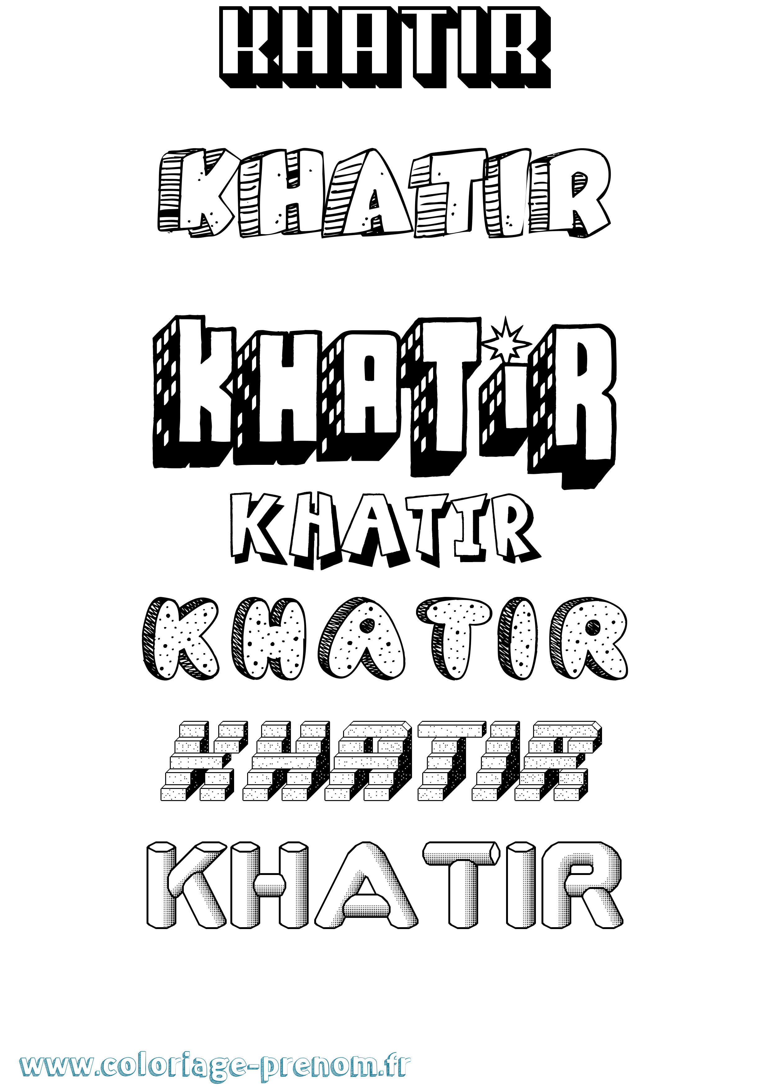 Coloriage Khatir Effet 3D Coloriage prénom Khatir Effet 3D