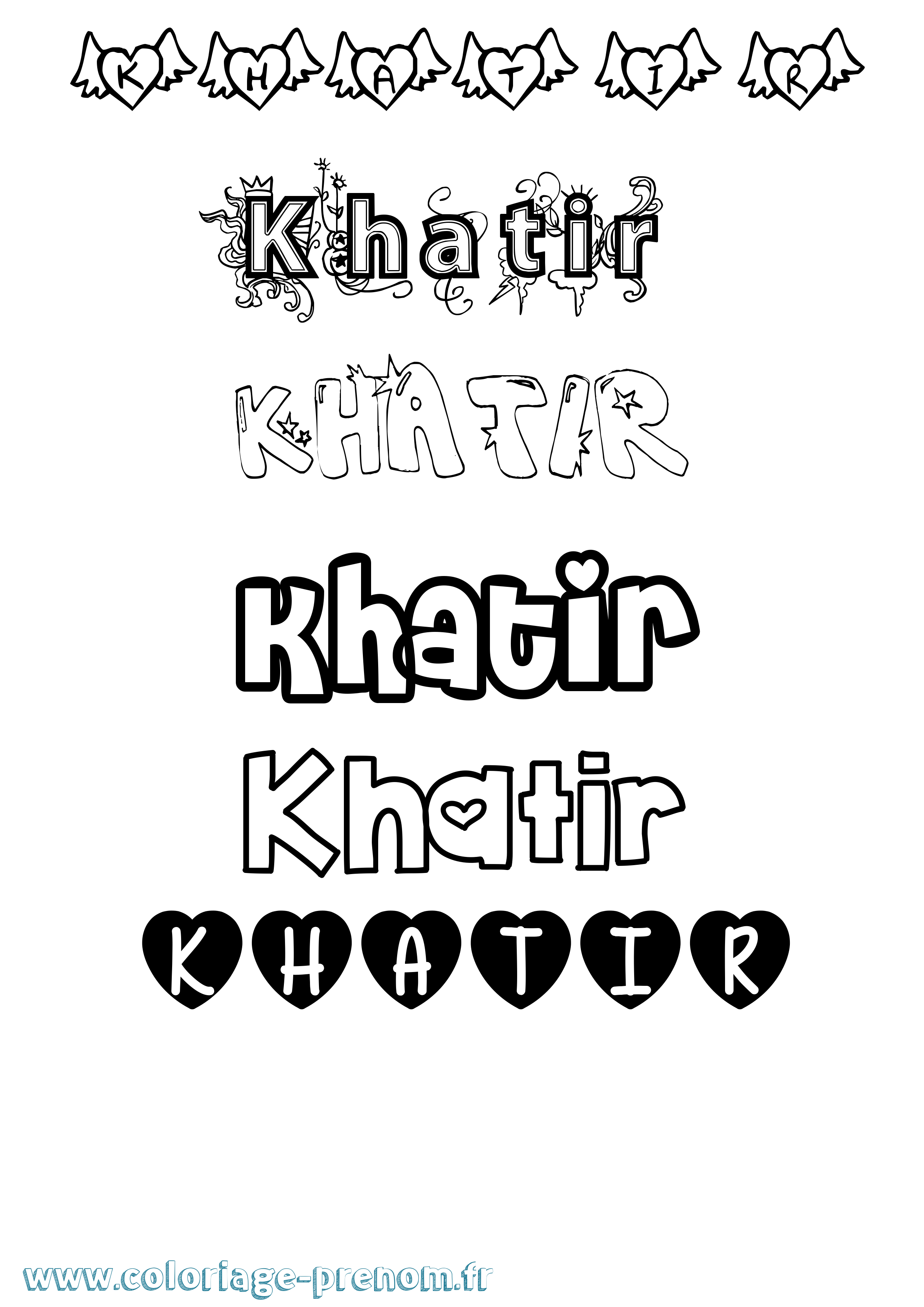 Coloriage Khatir Girly Coloriage prénom Khatir Girly
