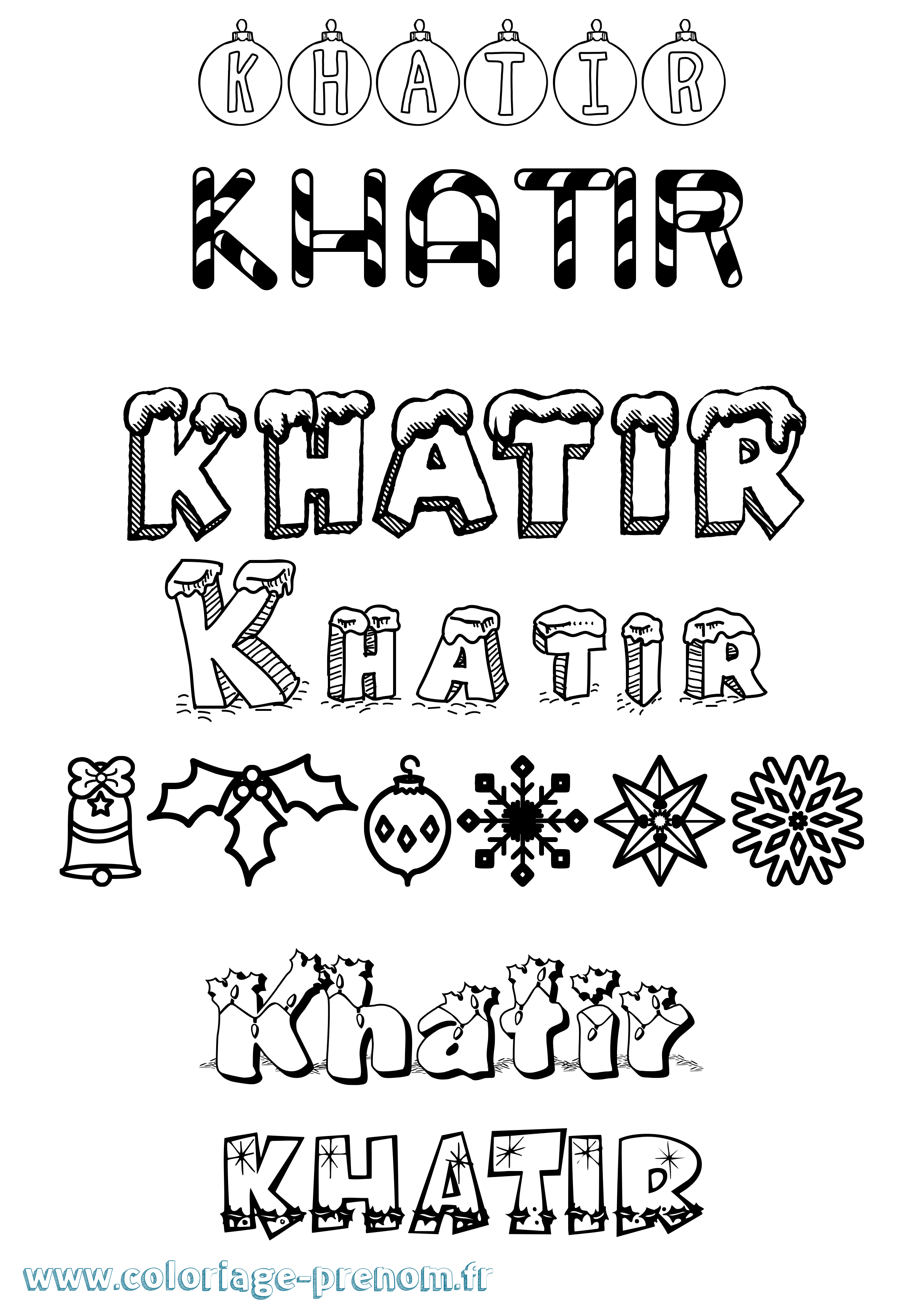 Coloriage Khatir Noël Coloriage prénom Khatir Noël