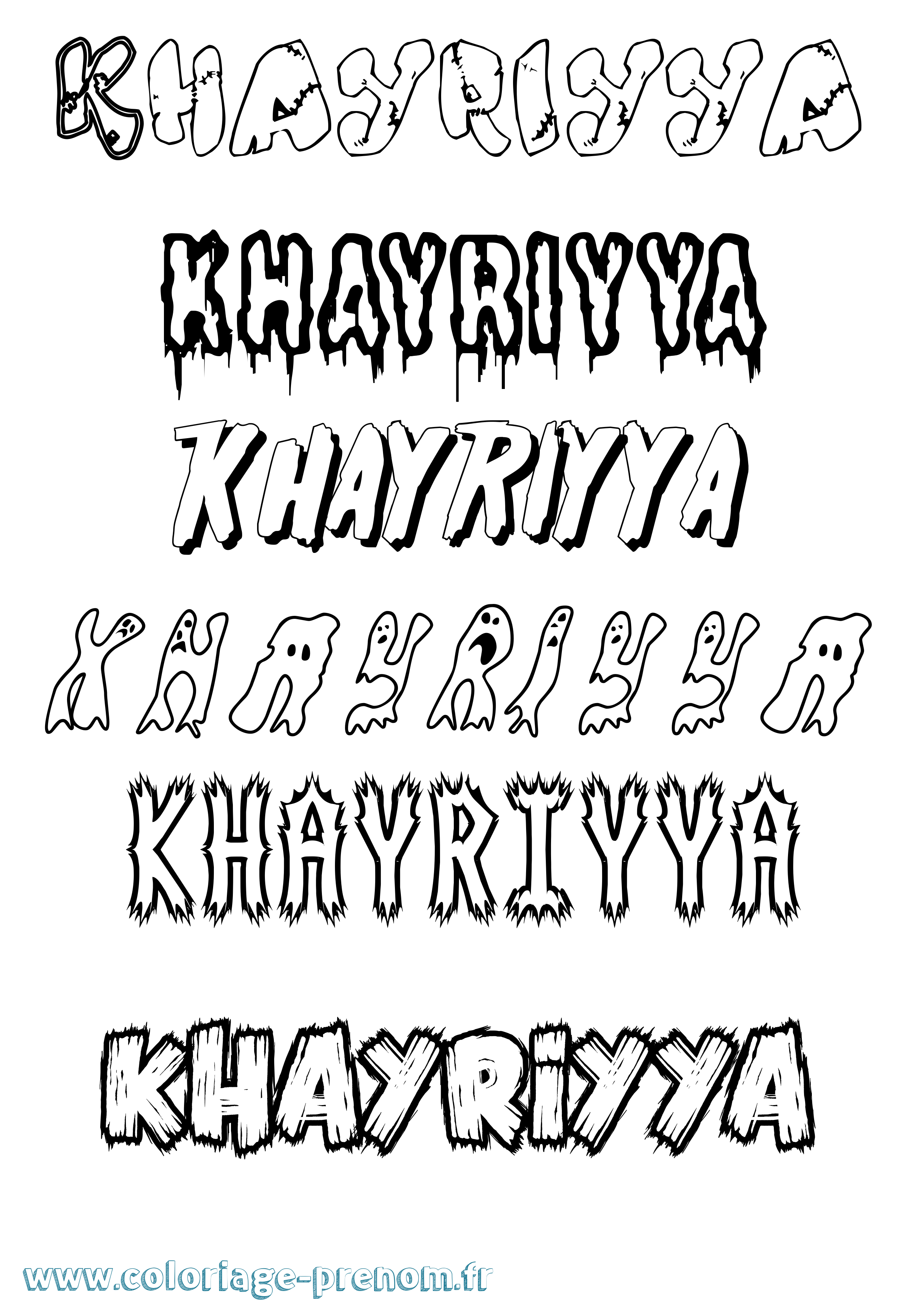 Coloriage Khayriyya Frisson Coloriage prénom Khayriyya Frisson