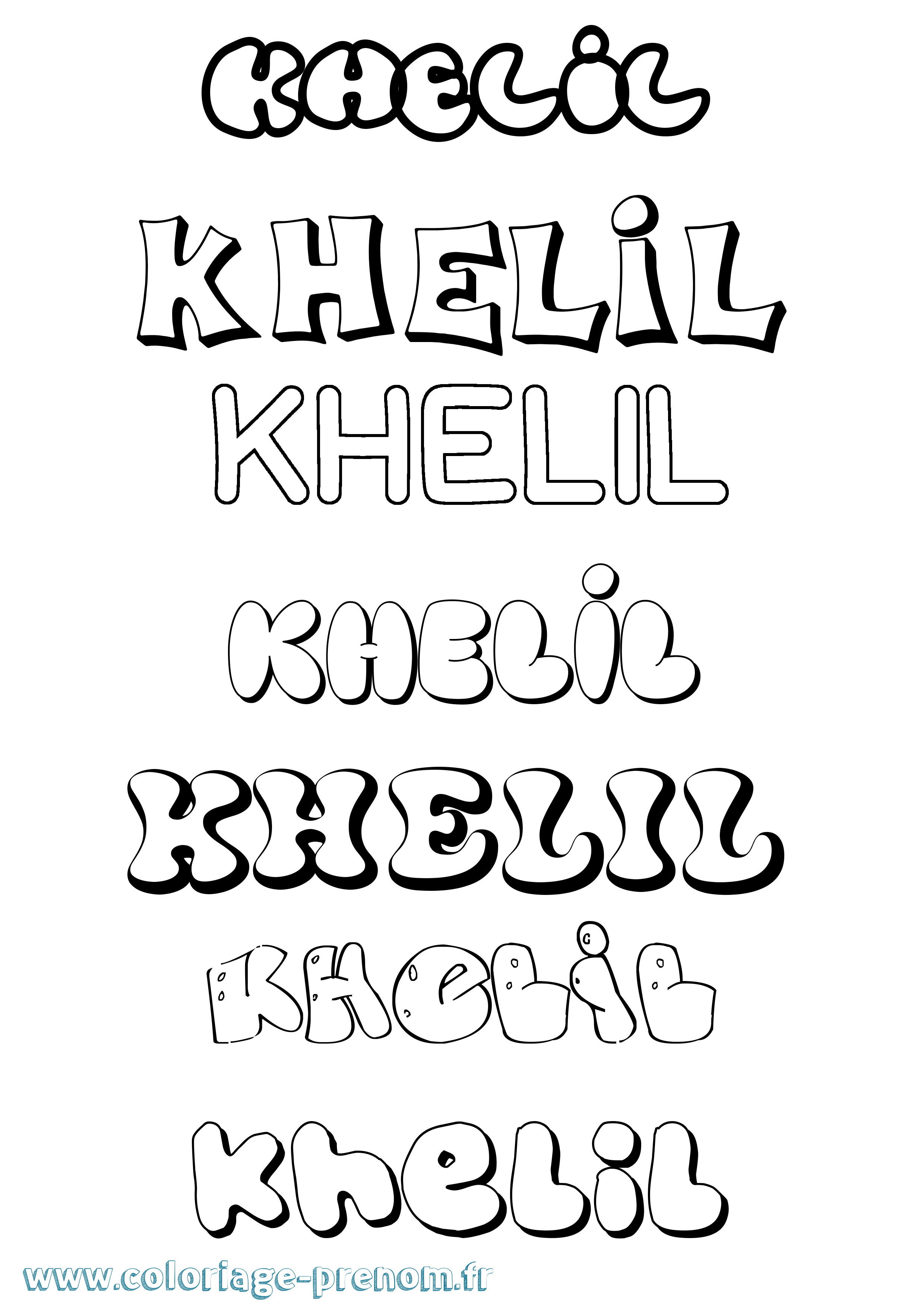 Coloriage Khelil Bubble Coloriage prénom Khelil Bubble