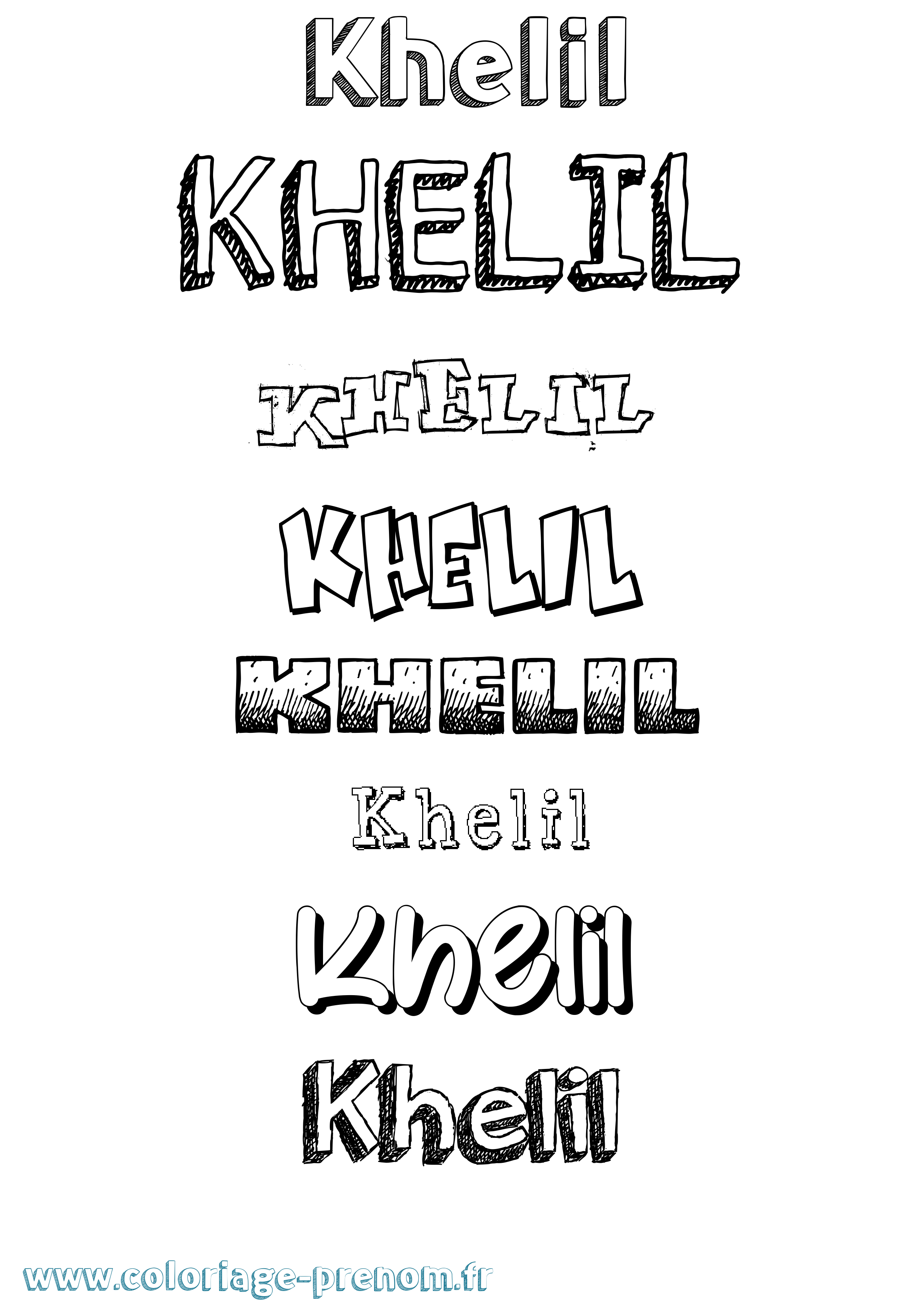 Coloriage Khelil Dessiné Coloriage prénom Khelil Dessiné
