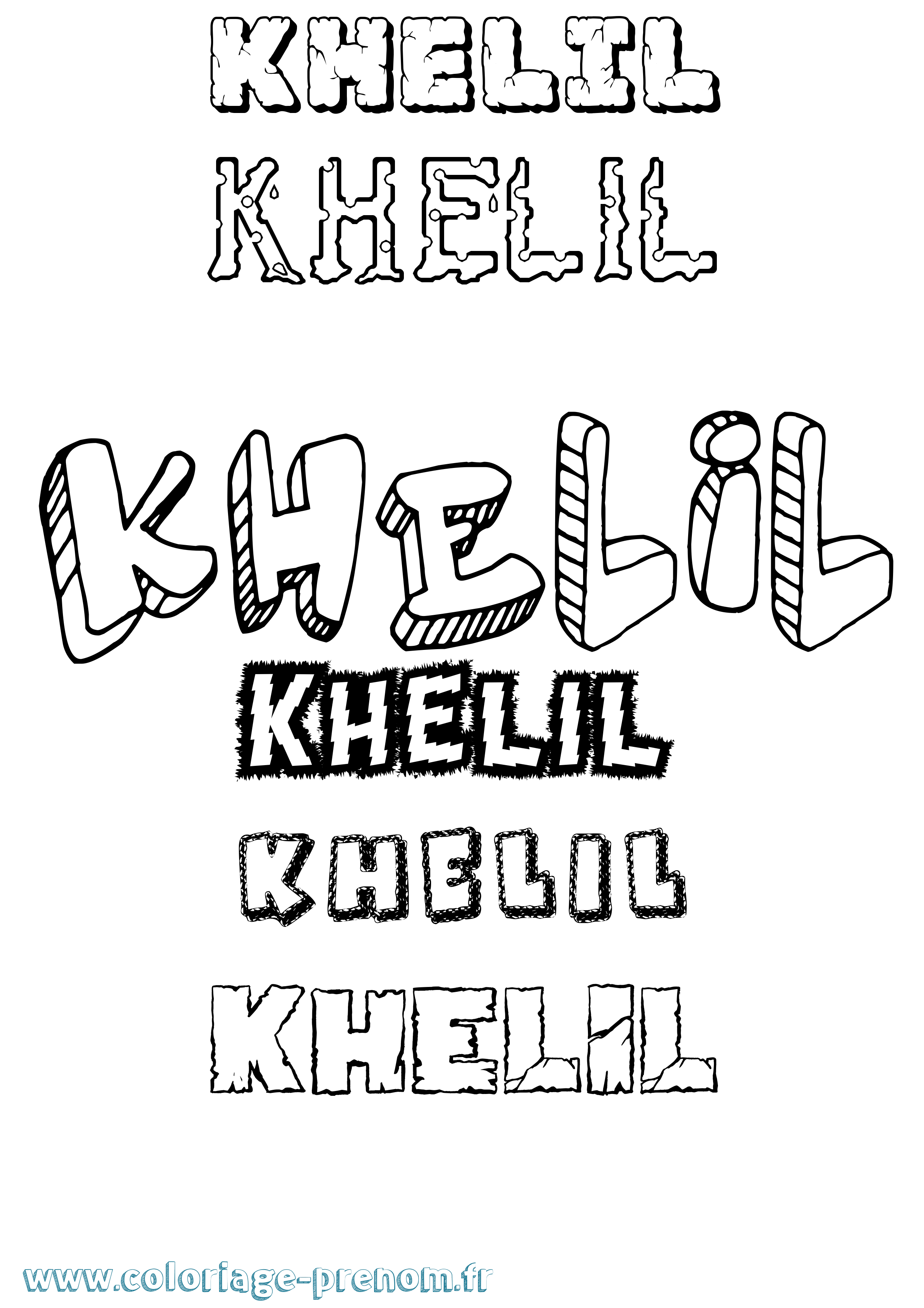 Coloriage Khelil Destructuré Coloriage prénom Khelil Destructuré