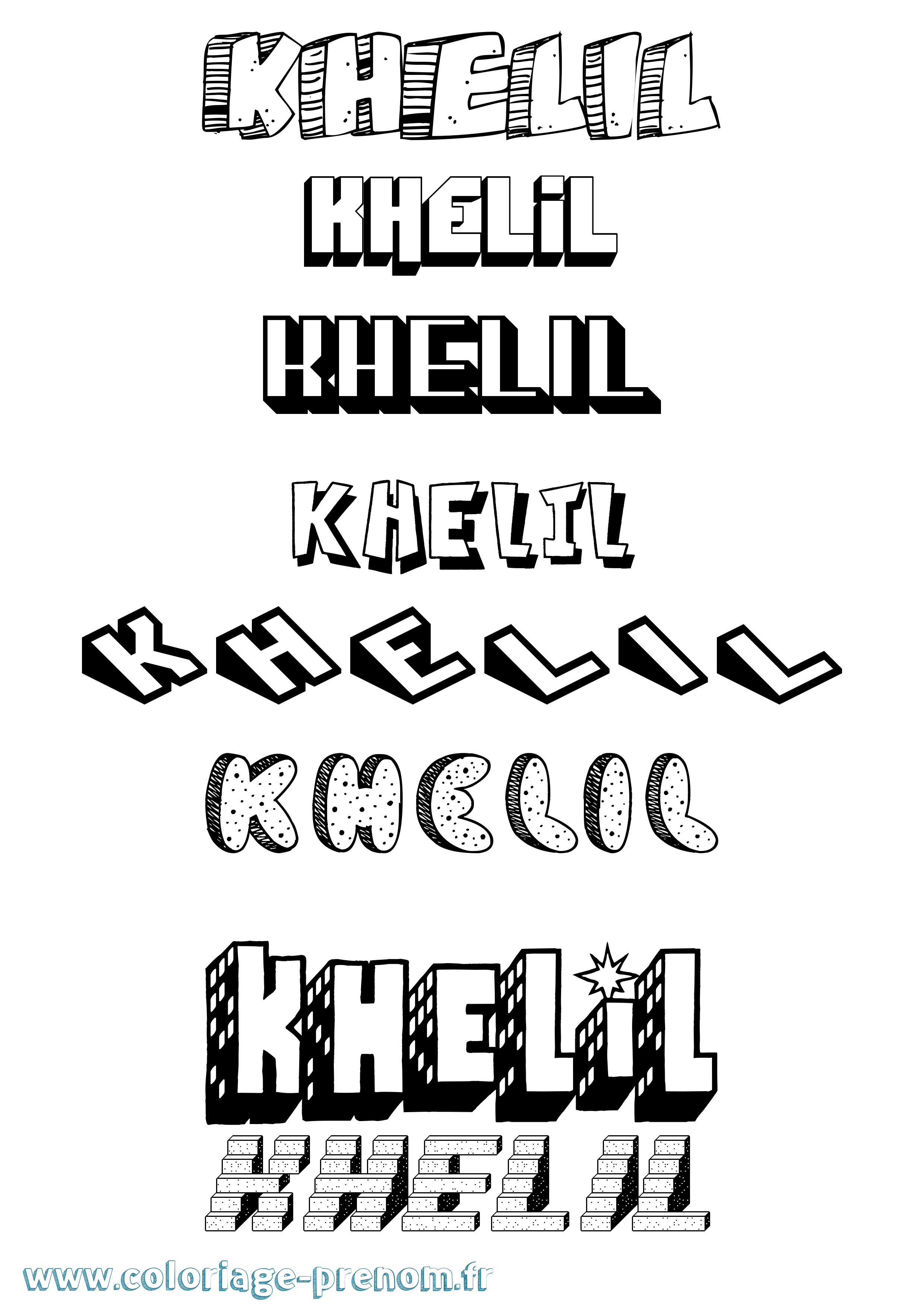 Coloriage Khelil Effet 3D Coloriage prénom Khelil Effet 3D