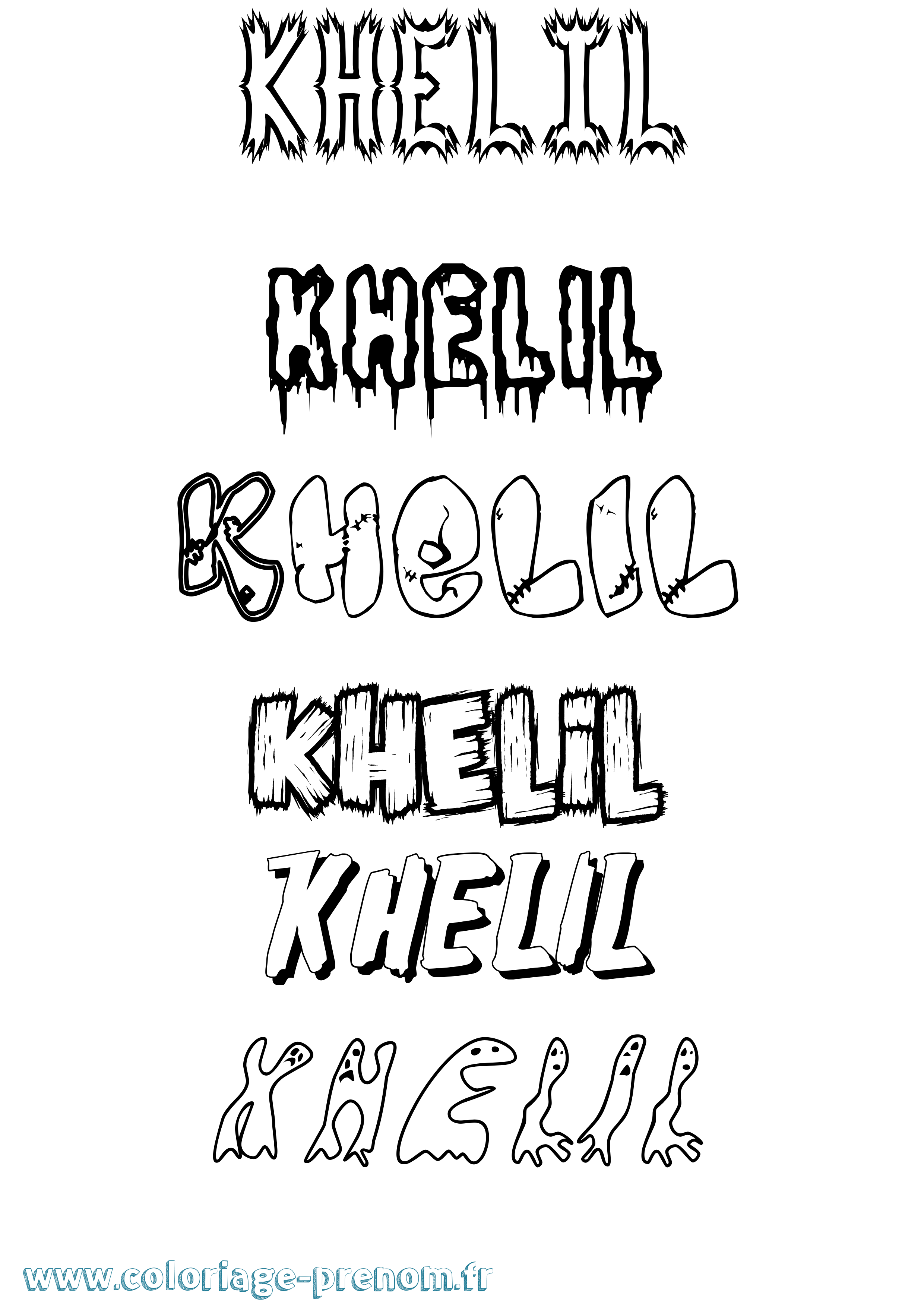 Coloriage Khelil Frisson Coloriage prénom Khelil Frisson