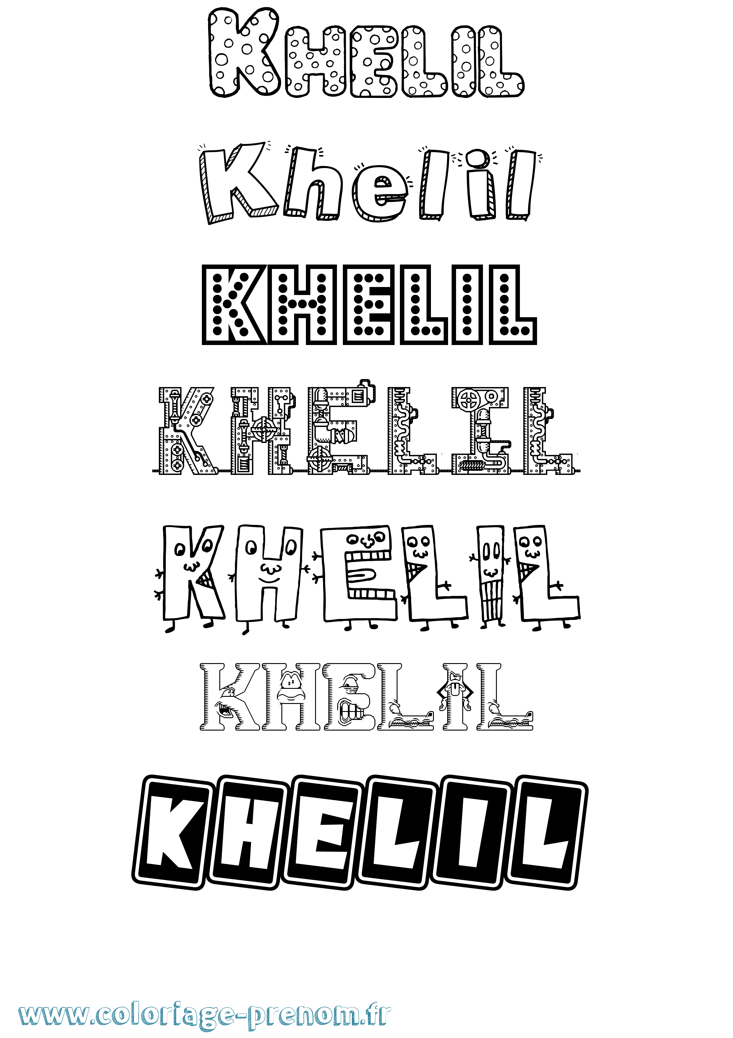 Coloriage Khelil Fun Coloriage prénom Khelil Fun