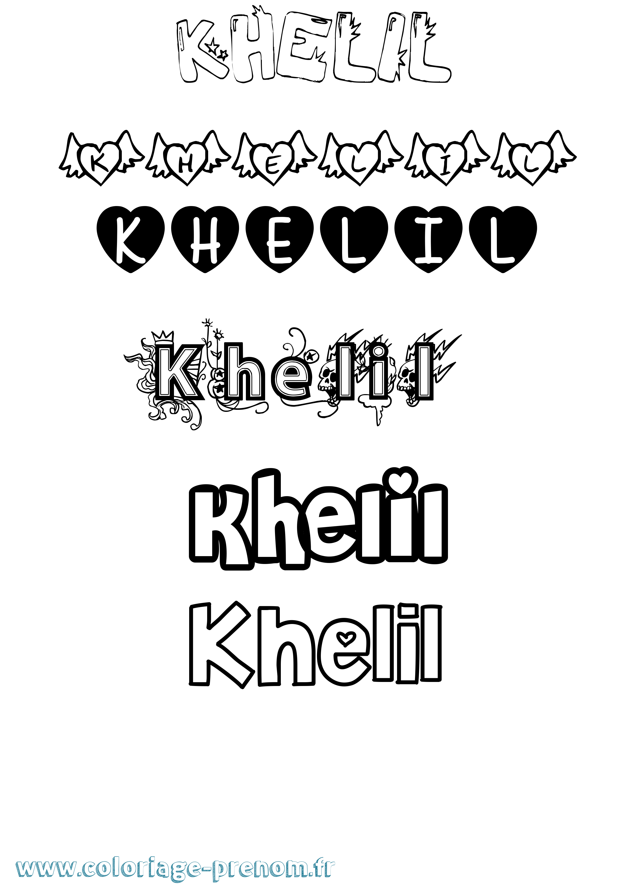 Coloriage Khelil Girly Coloriage prénom Khelil Girly