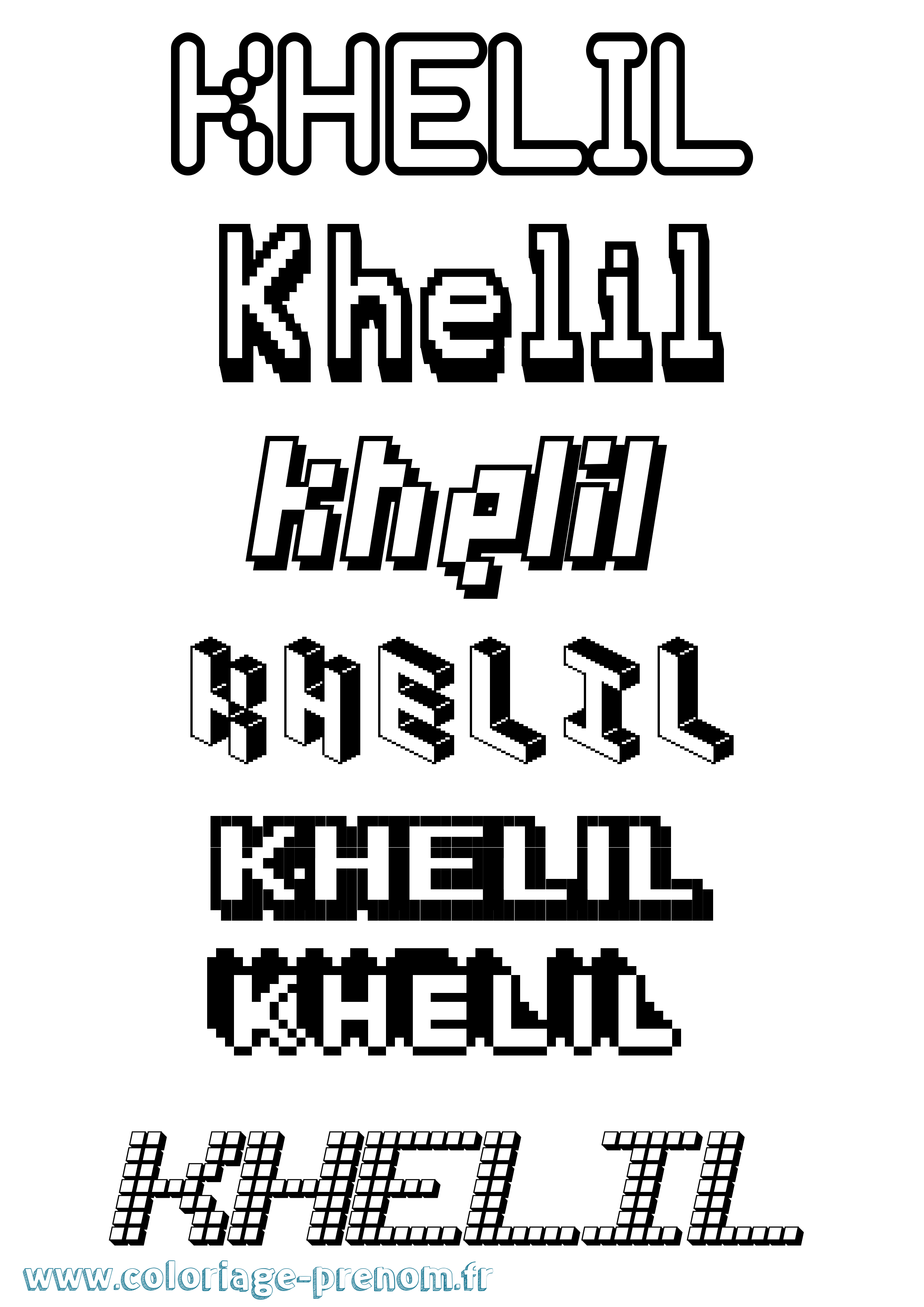 Coloriage Khelil Pixel Coloriage prénom Khelil Pixel