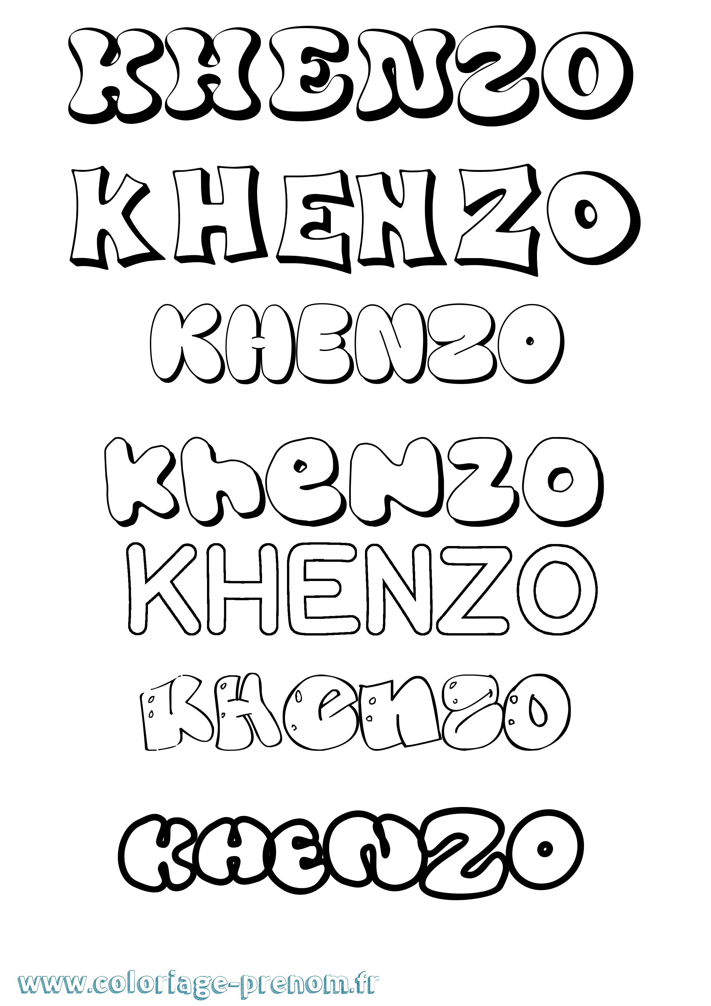 Coloriage Khenzo Bubble Coloriage prénom Khenzo Bubble