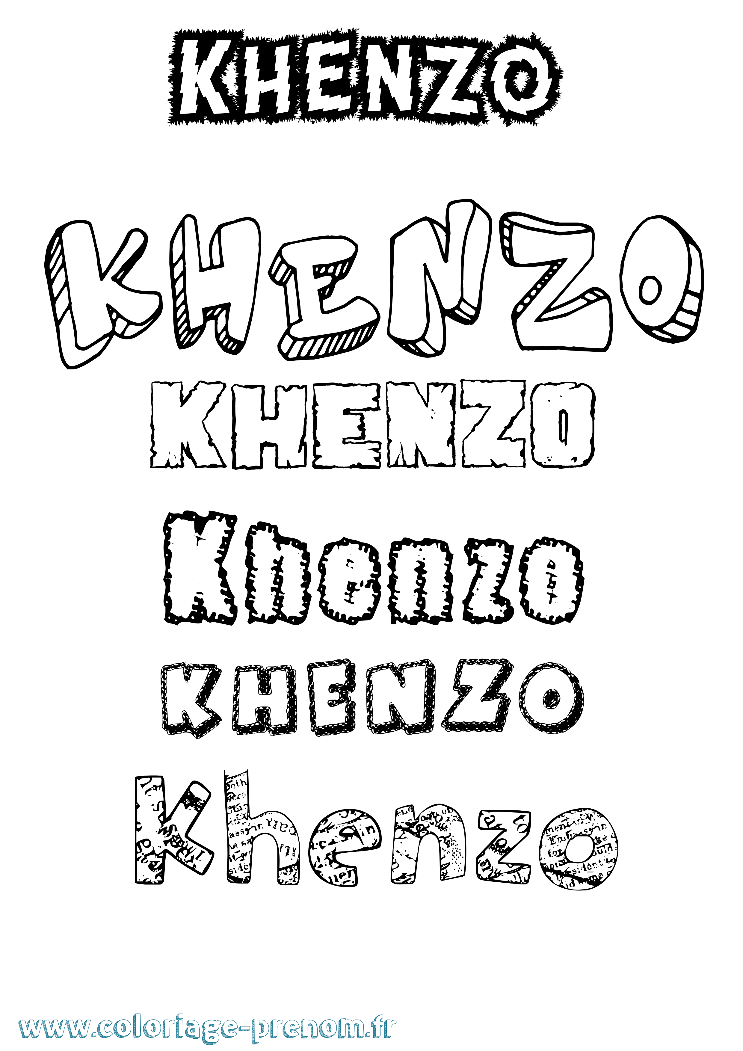 Coloriage Khenzo Destructuré Coloriage prénom Khenzo Destructuré