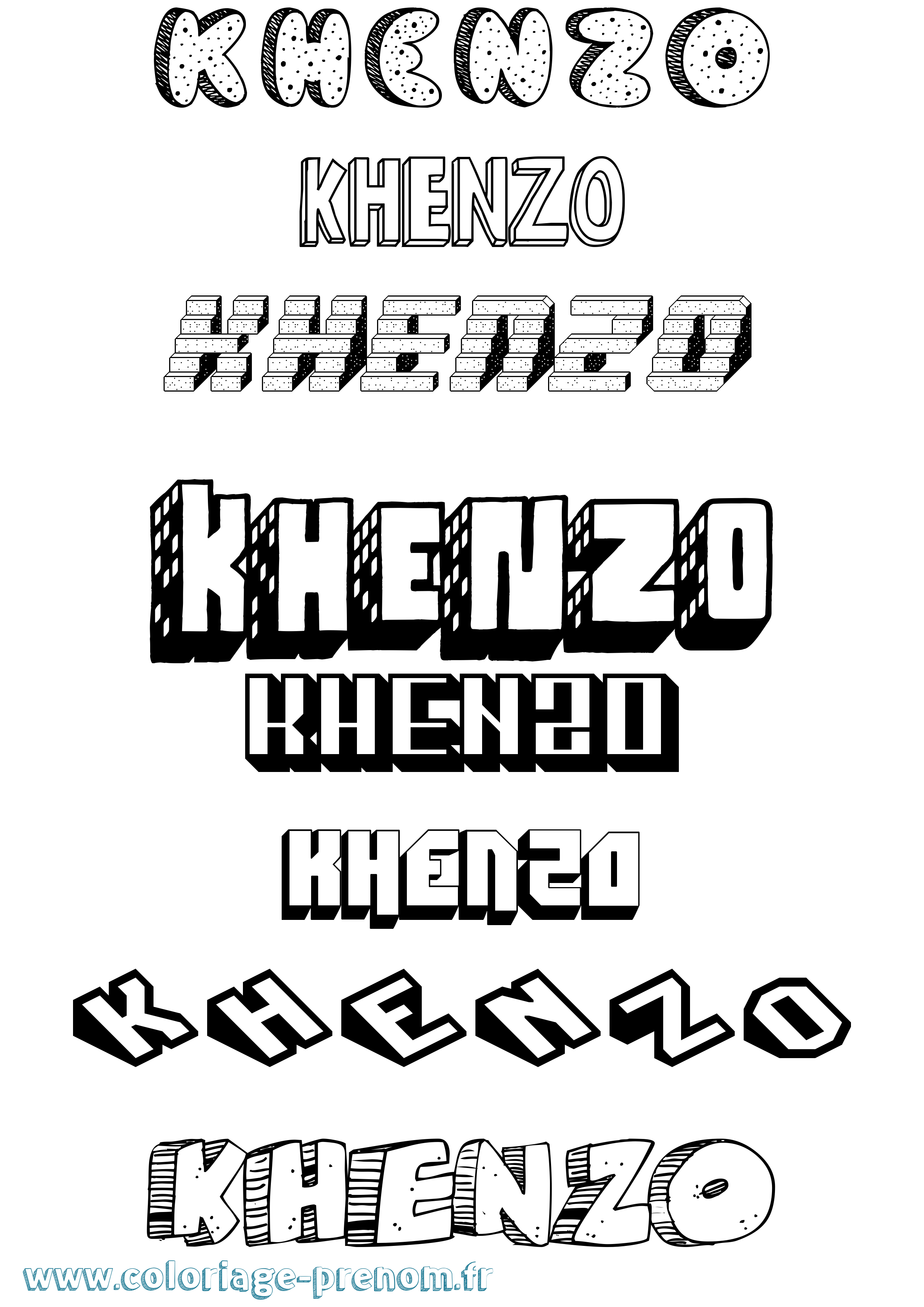 Coloriage Khenzo Effet 3D Coloriage prénom Khenzo Effet 3D