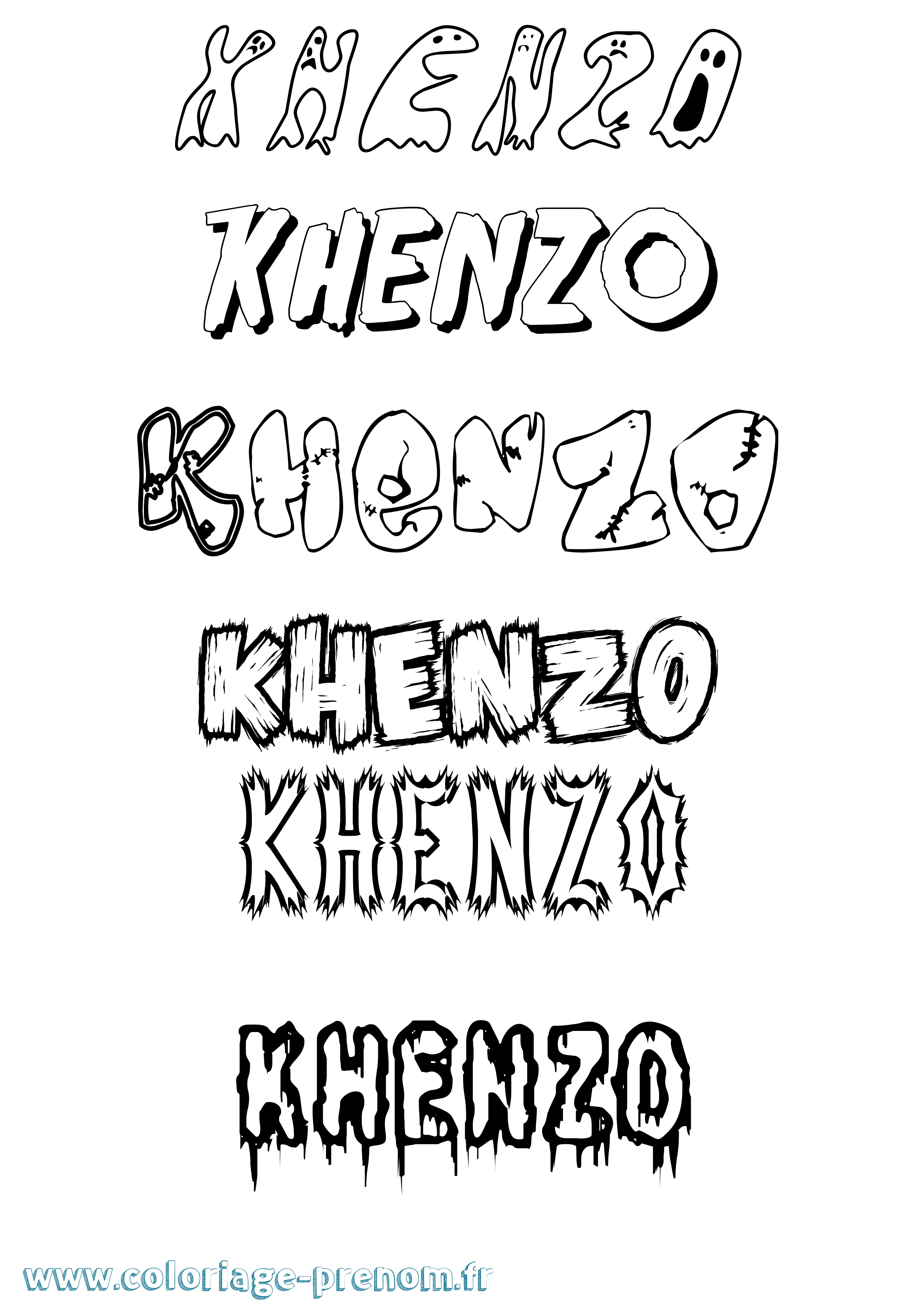Coloriage Khenzo Frisson Coloriage prénom Khenzo Frisson
