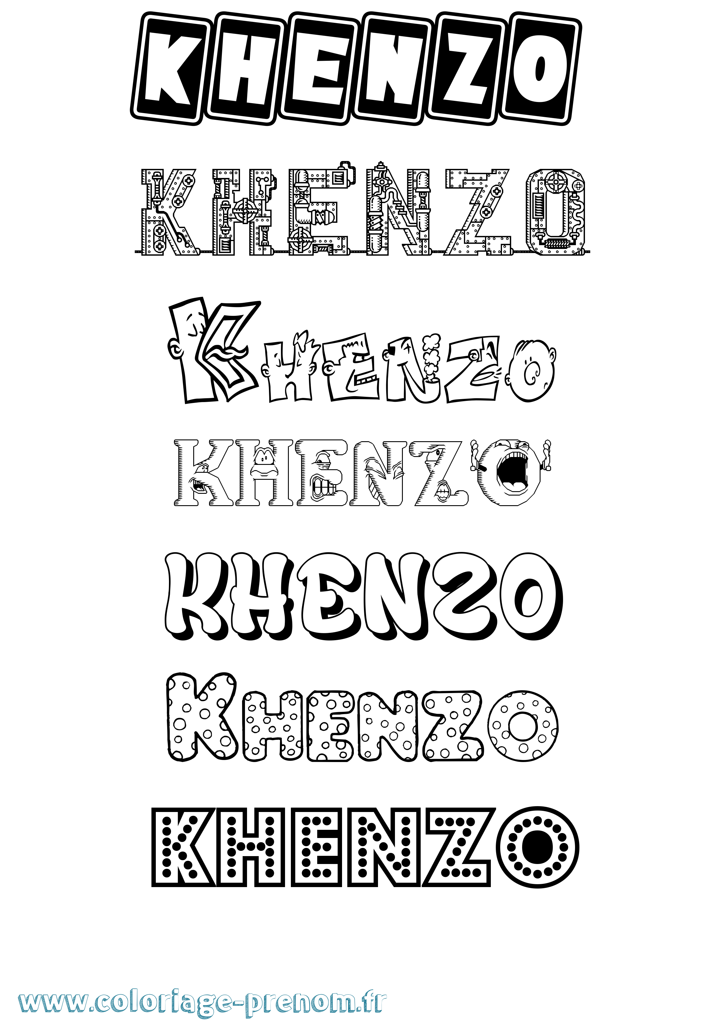 Coloriage Khenzo Fun Coloriage prénom Khenzo Fun