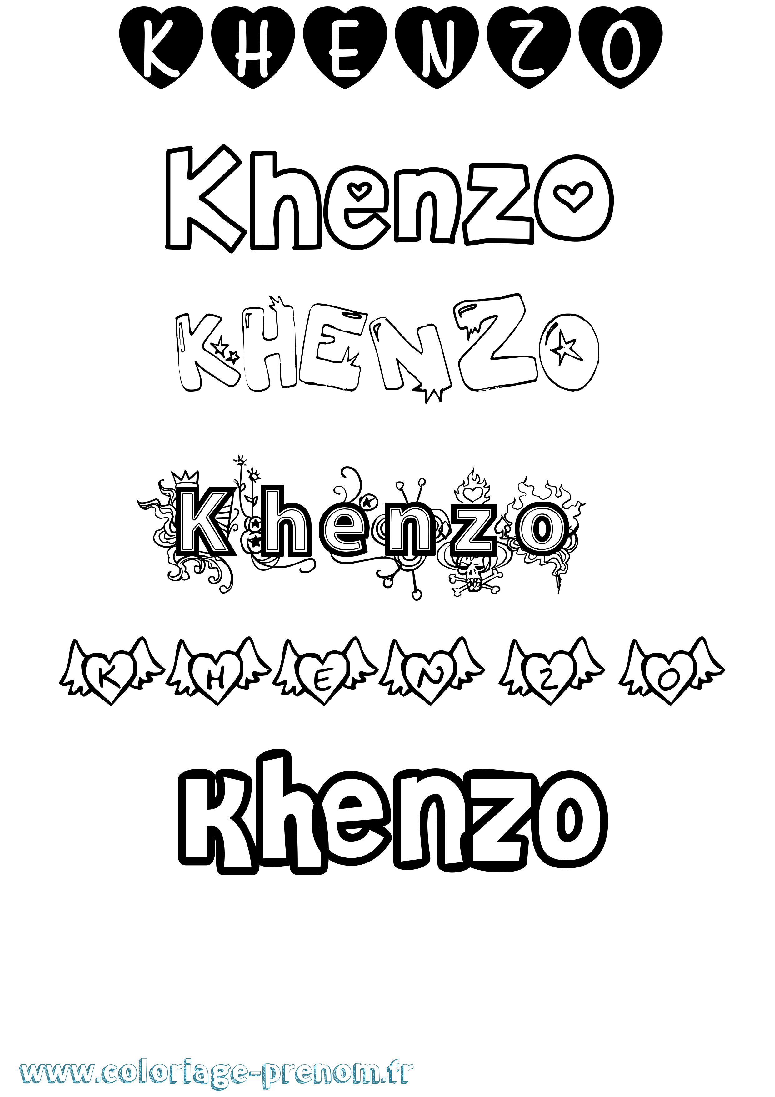 Coloriage Khenzo Girly Coloriage prénom Khenzo Girly