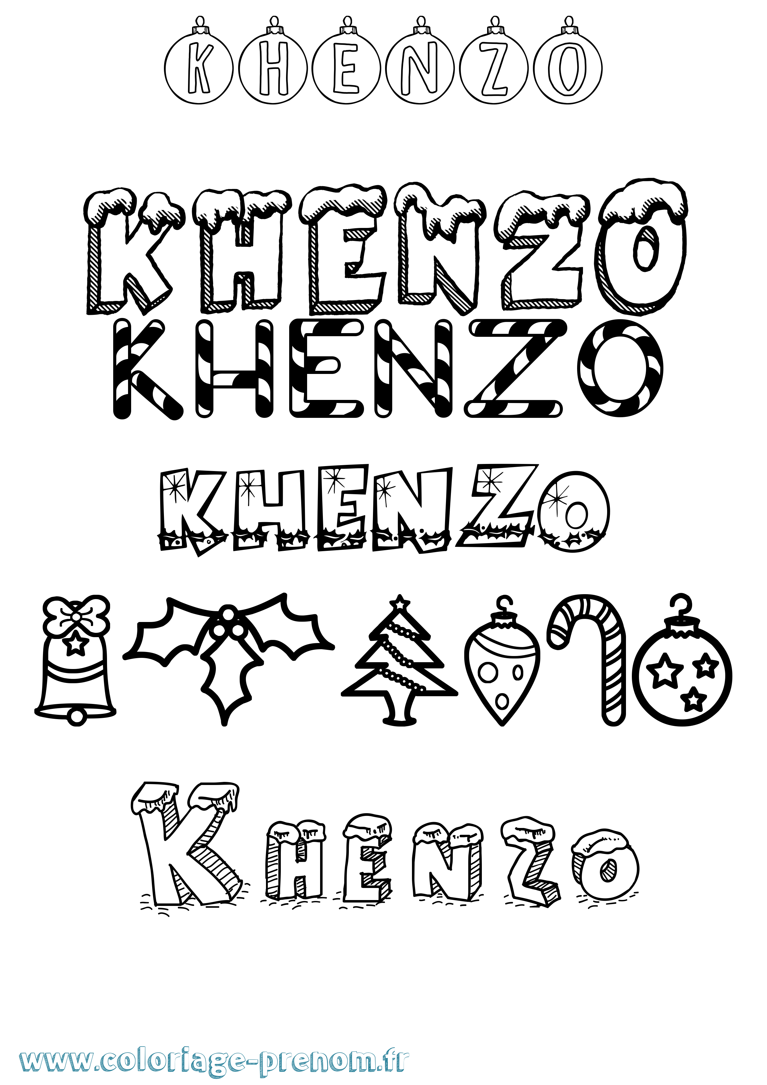 Coloriage Khenzo Noël Coloriage prénom Khenzo Noël