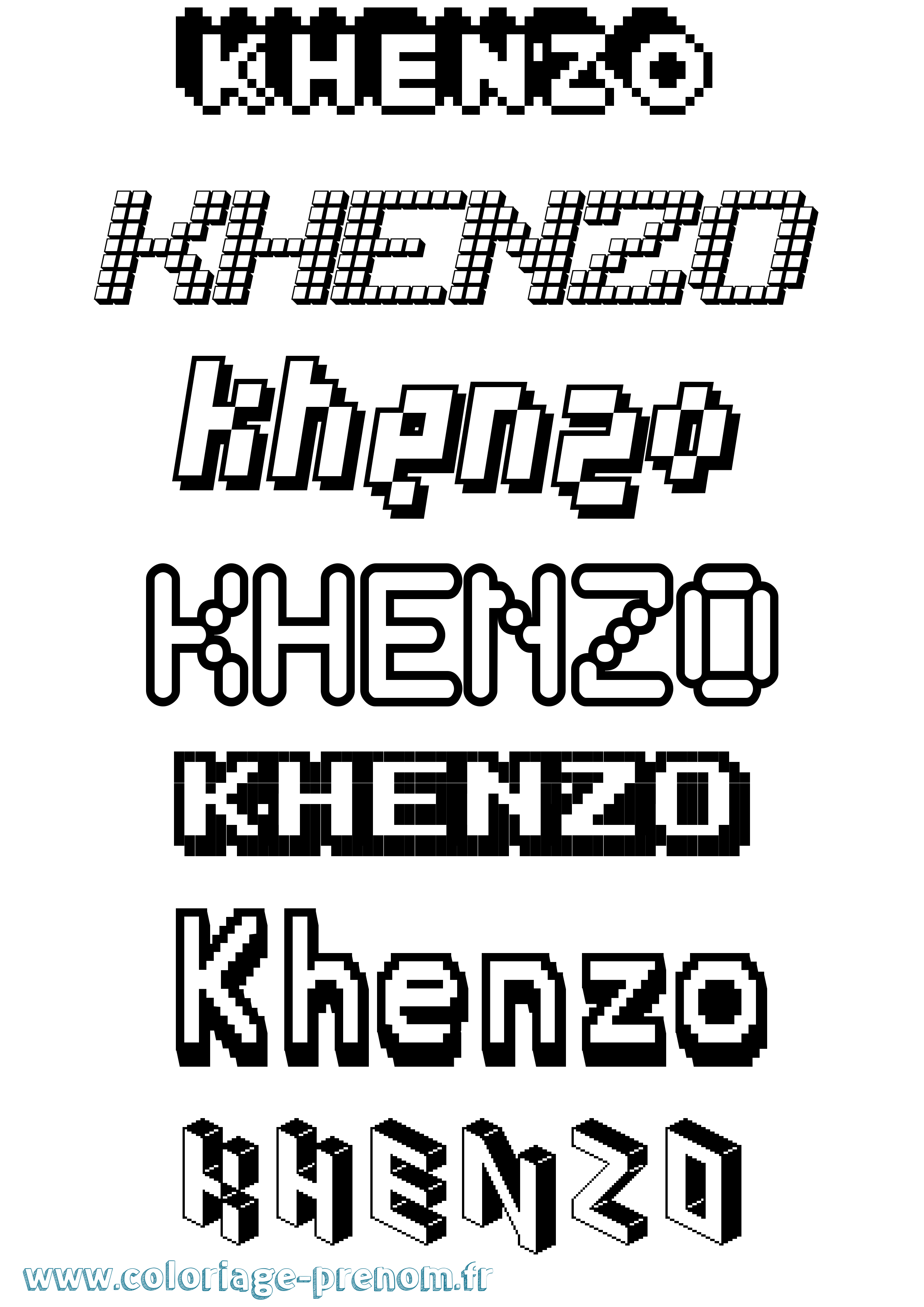 Coloriage Khenzo Pixel Coloriage prénom Khenzo Pixel