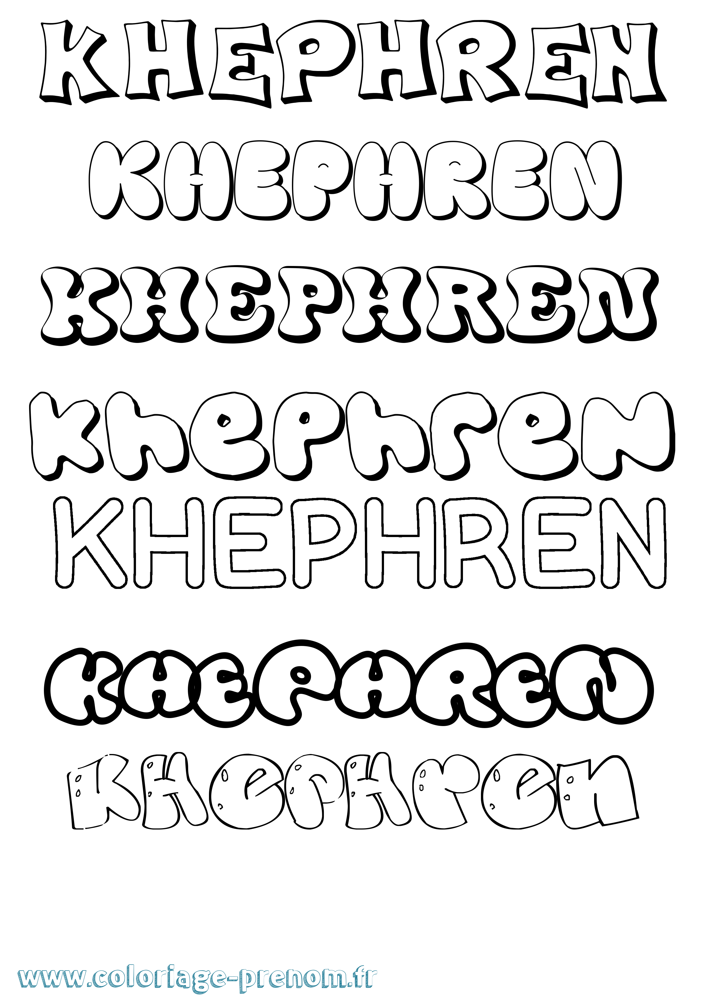 Coloriage Khephren Bubble Coloriage prénom Khephren Bubble