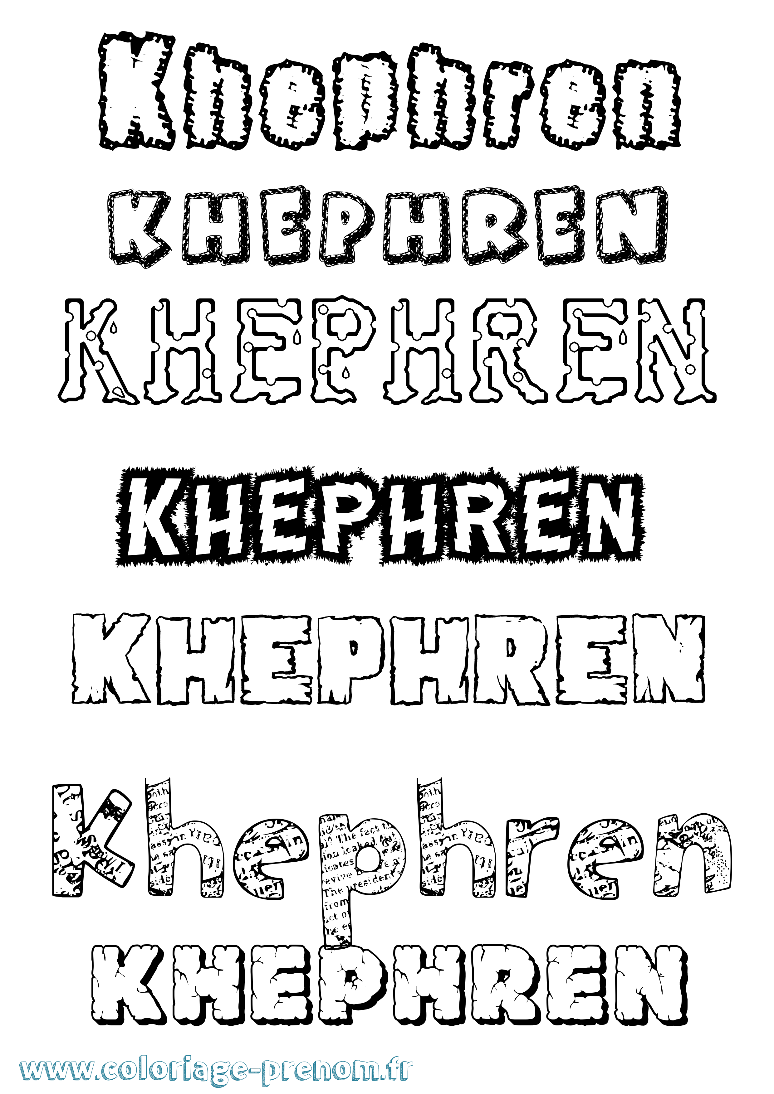 Coloriage Khephren Destructuré Coloriage prénom Khephren Destructuré