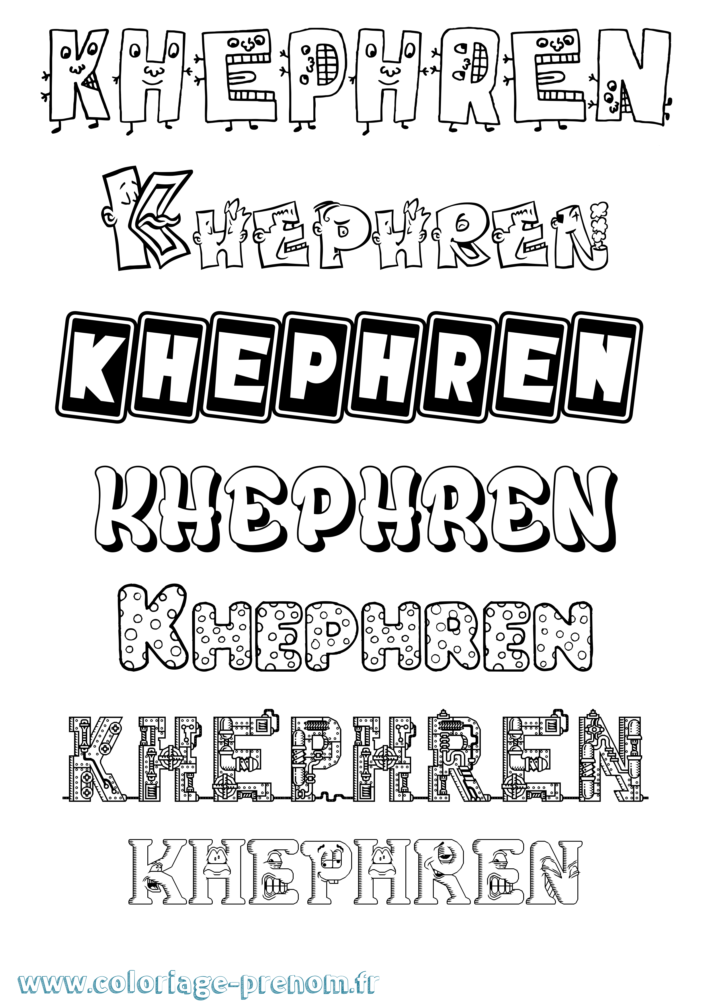 Coloriage Khephren Fun Coloriage prénom Khephren Fun