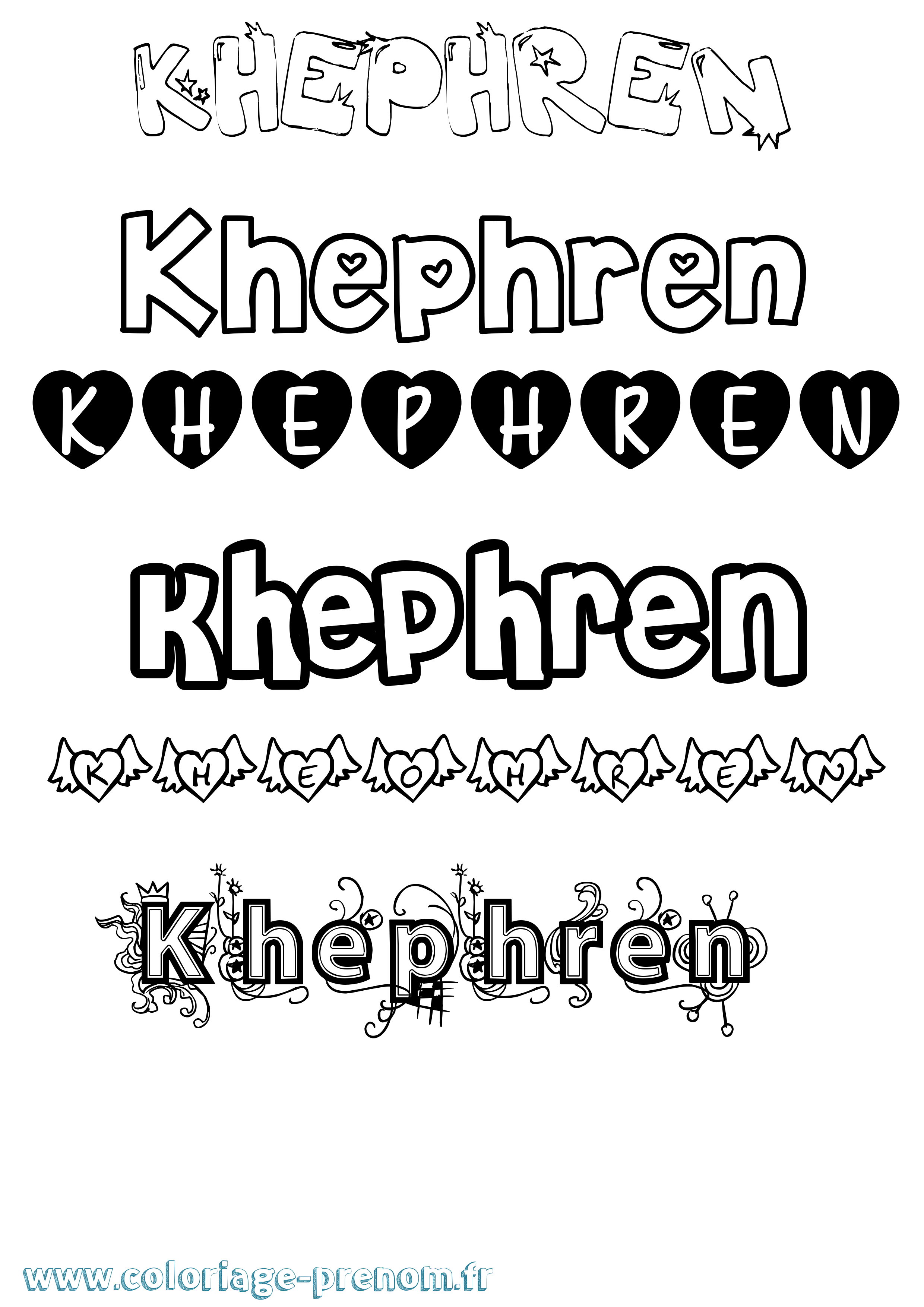 Coloriage Khephren Girly Coloriage prénom Khephren Girly
