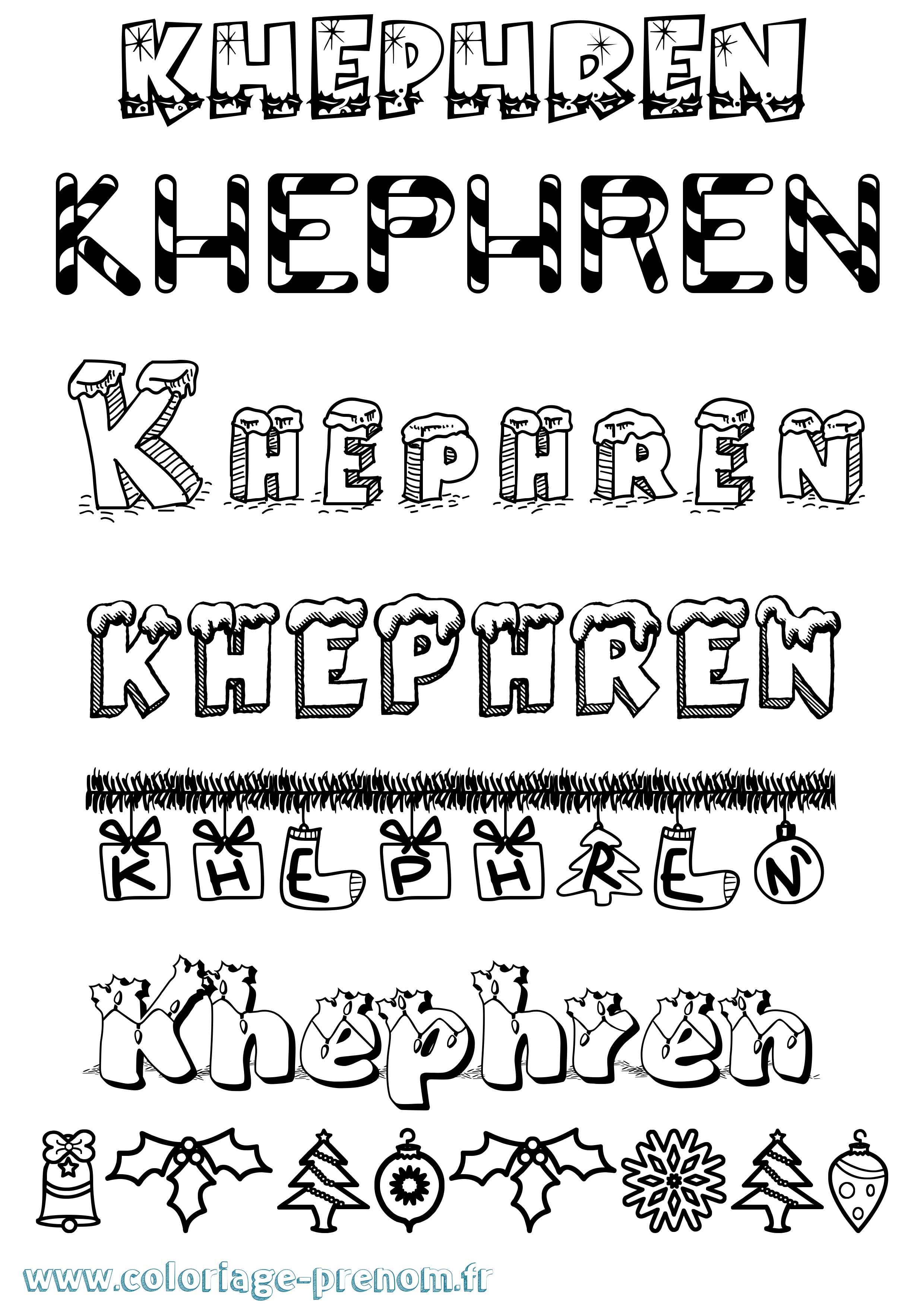 Coloriage Khephren Noël Coloriage prénom Khephren Noël