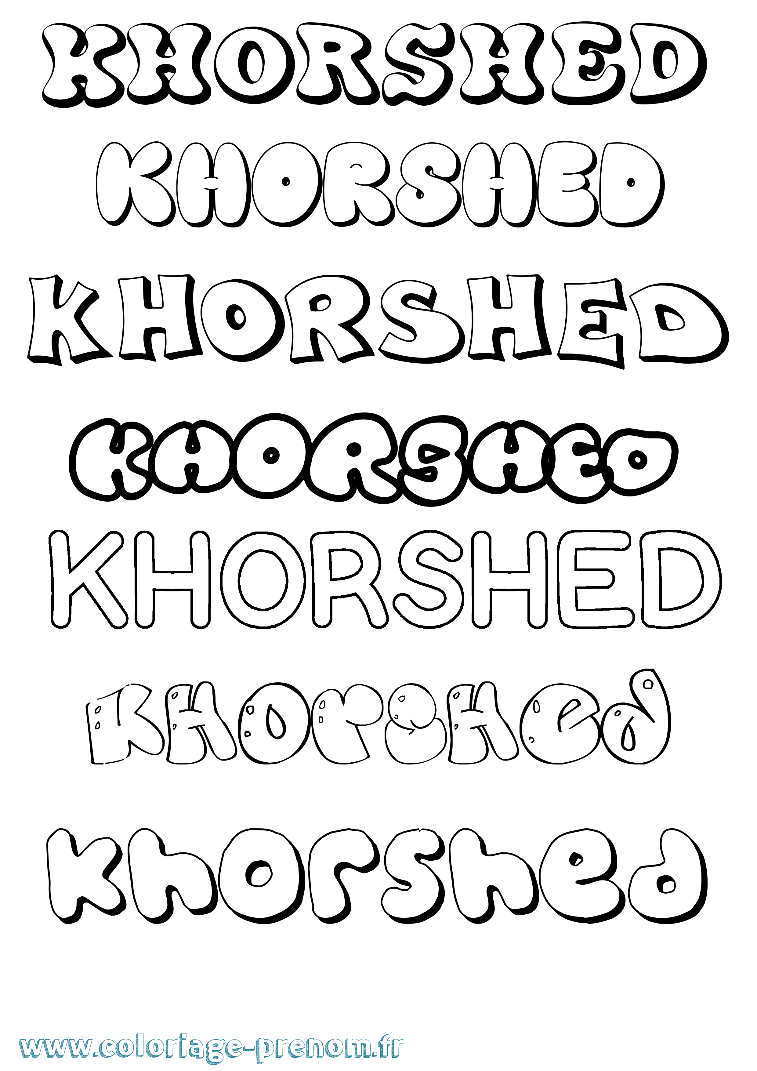 Coloriage Khorshed Bubble Coloriage prénom Khorshed Bubble