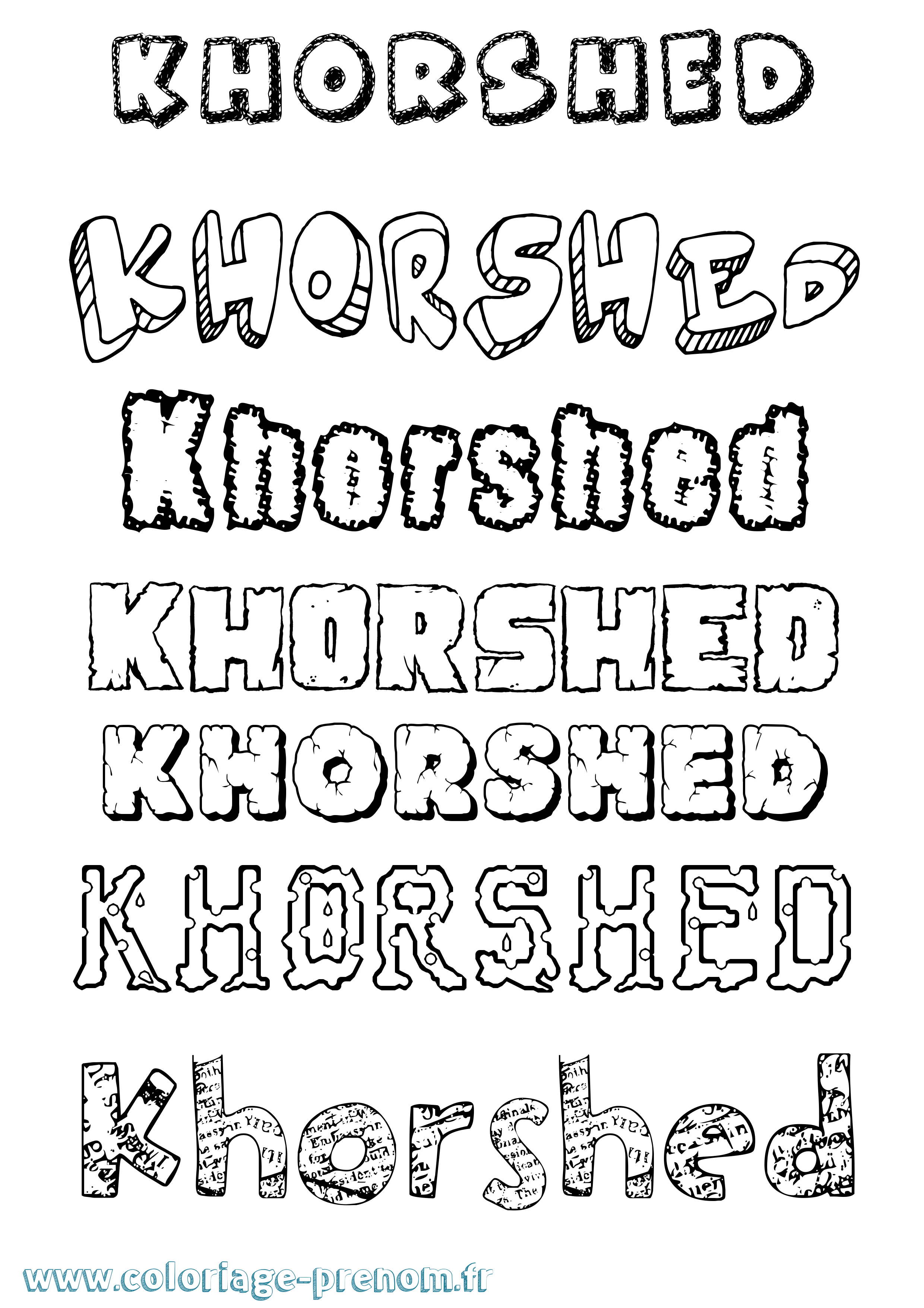 Coloriage Khorshed Destructuré Coloriage prénom Khorshed Destructuré