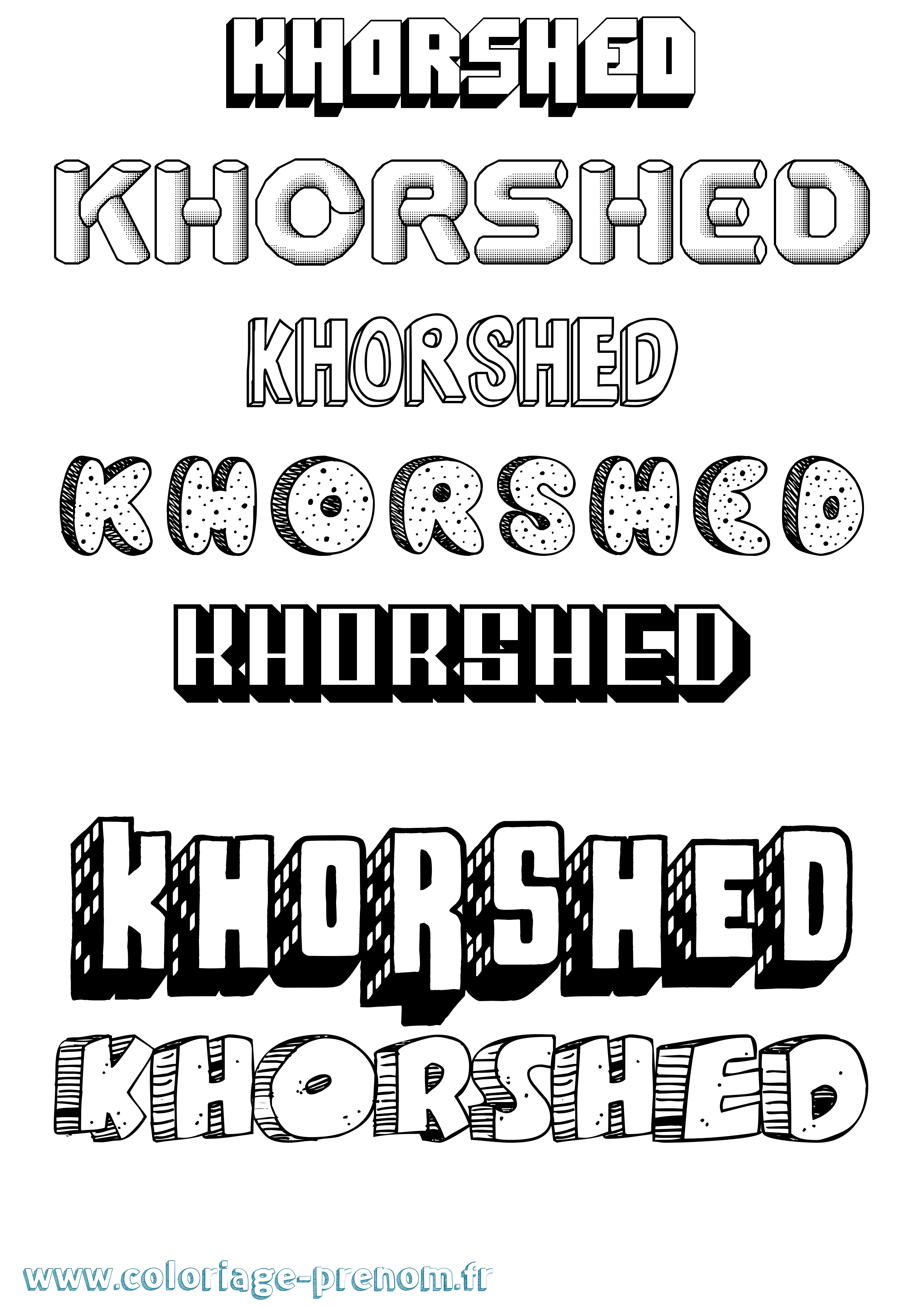 Coloriage Khorshed Effet 3D Coloriage prénom Khorshed Effet 3D