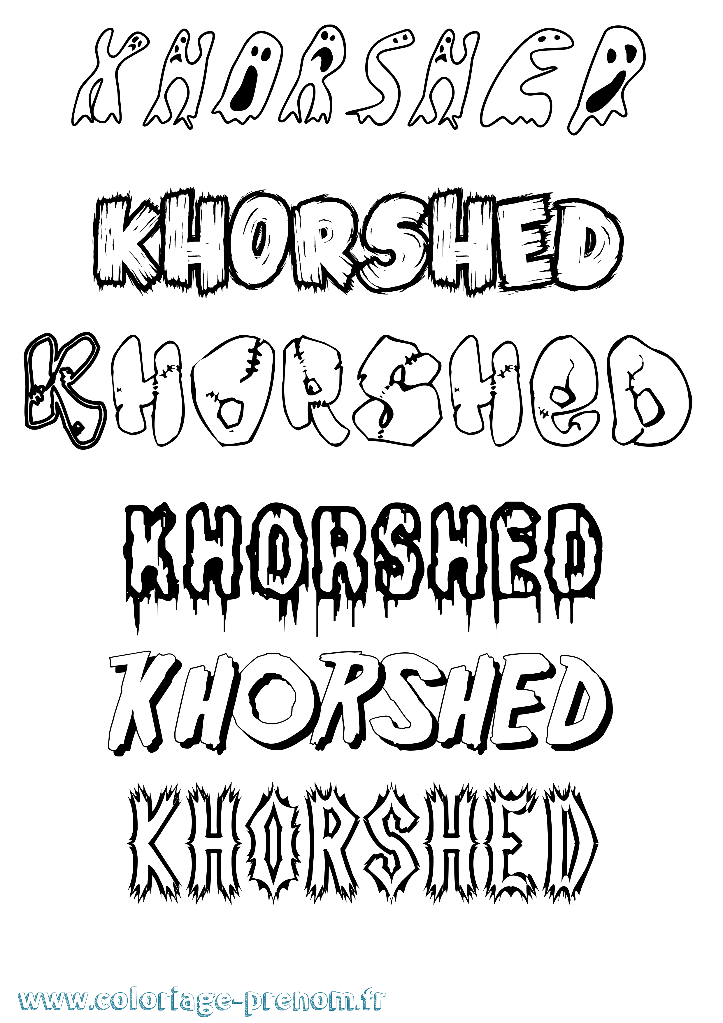 Coloriage Khorshed Frisson Coloriage prénom Khorshed Frisson