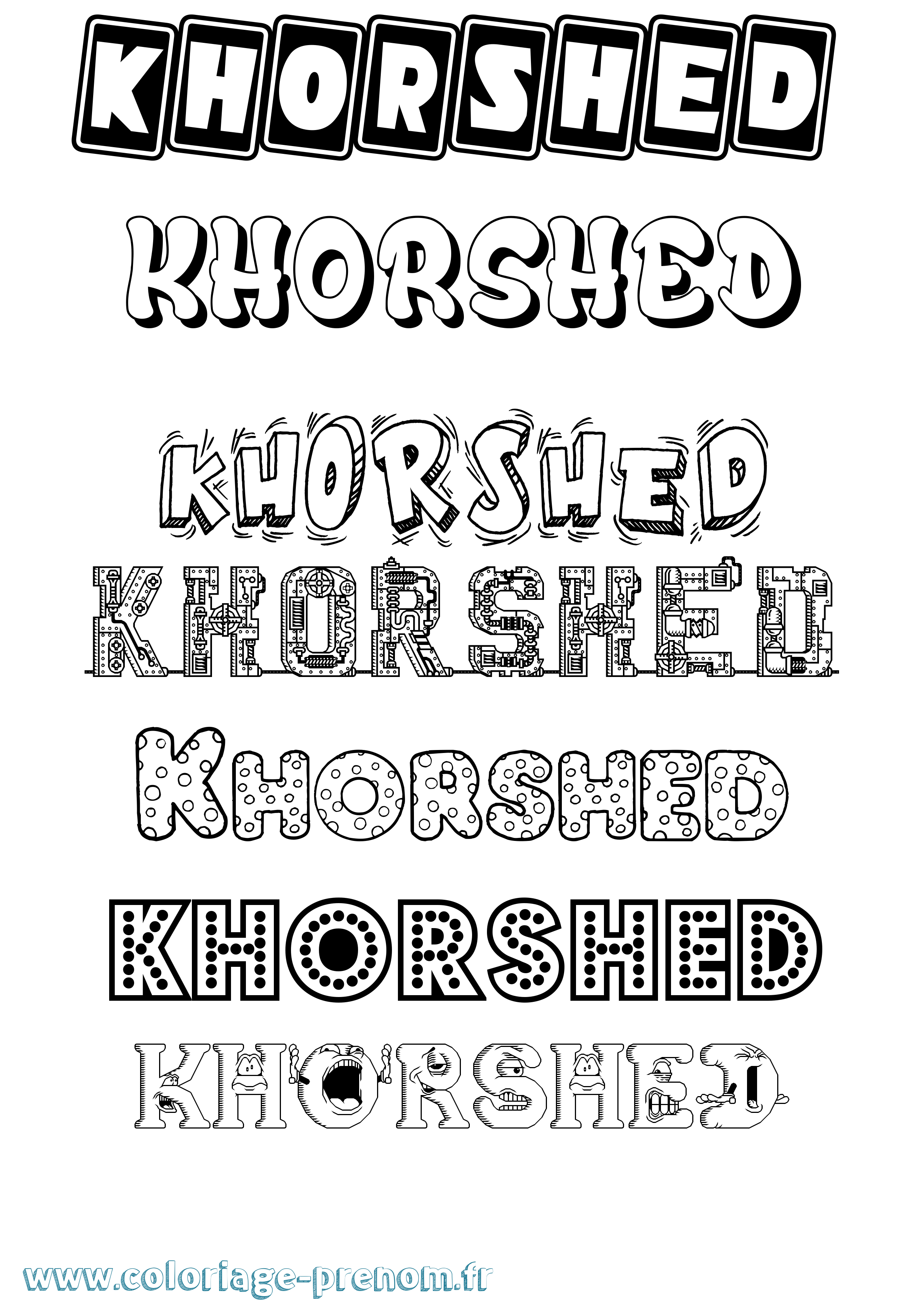 Coloriage Khorshed Fun Coloriage prénom Khorshed Fun