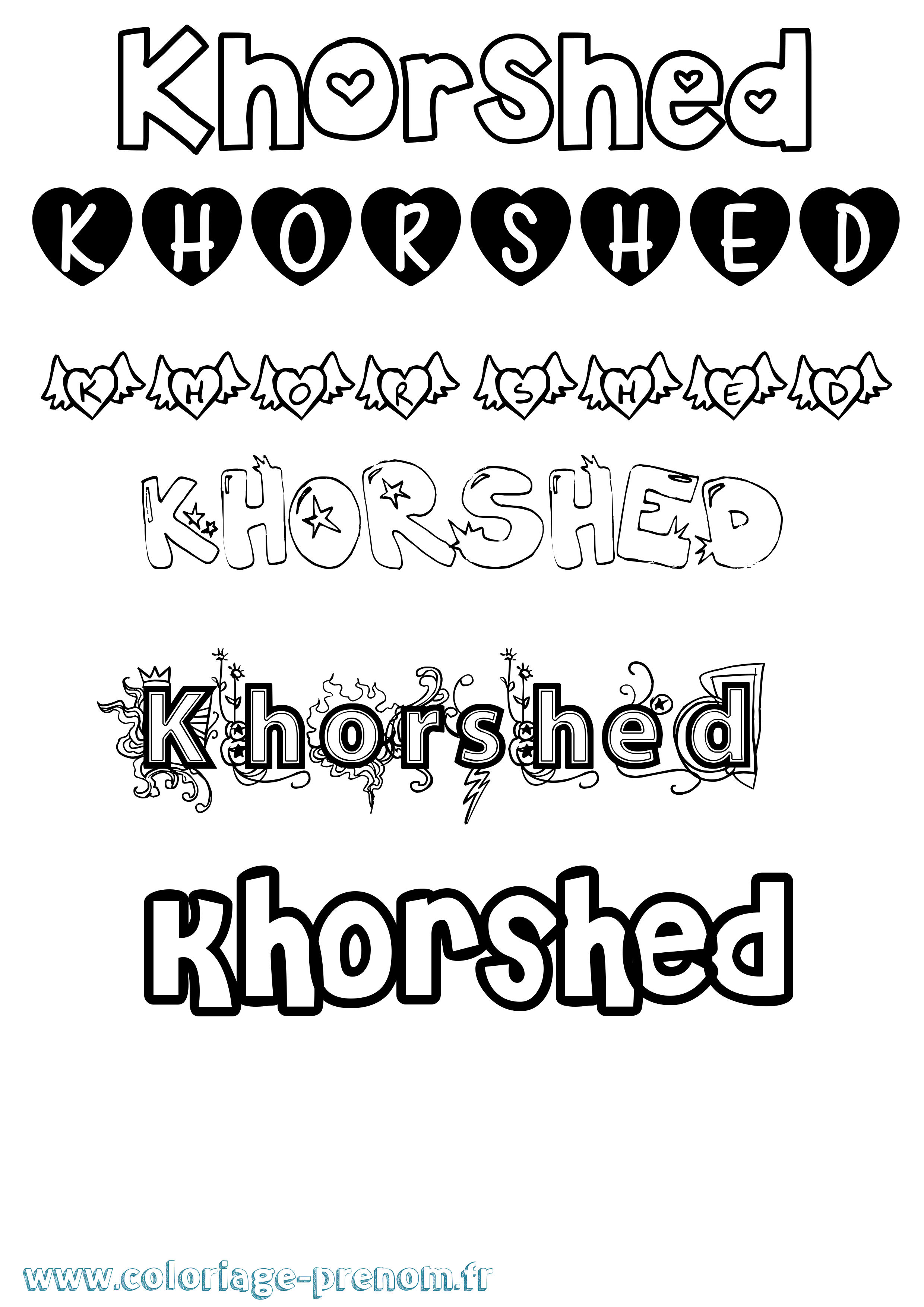 Coloriage Khorshed Girly Coloriage prénom Khorshed Girly