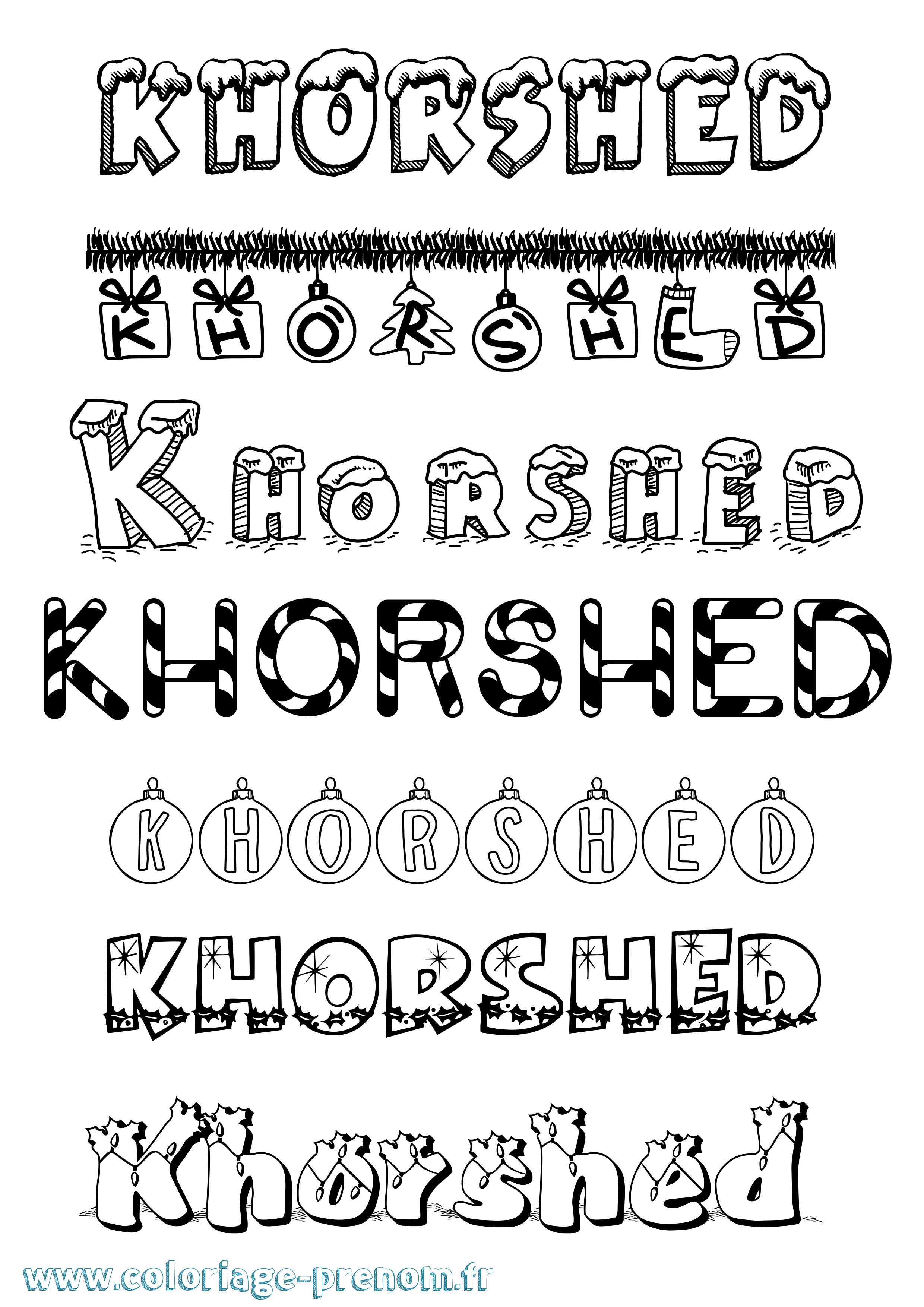 Coloriage Khorshed Noël Coloriage prénom Khorshed Noël