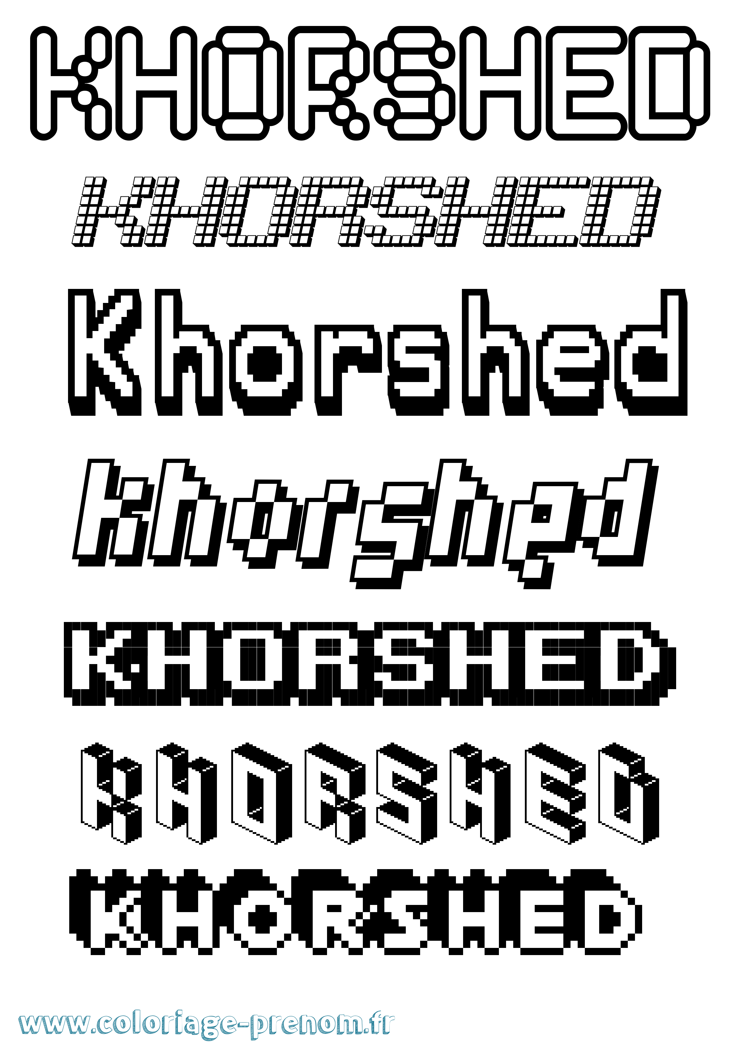 Coloriage Khorshed Pixel Coloriage prénom Khorshed Pixel