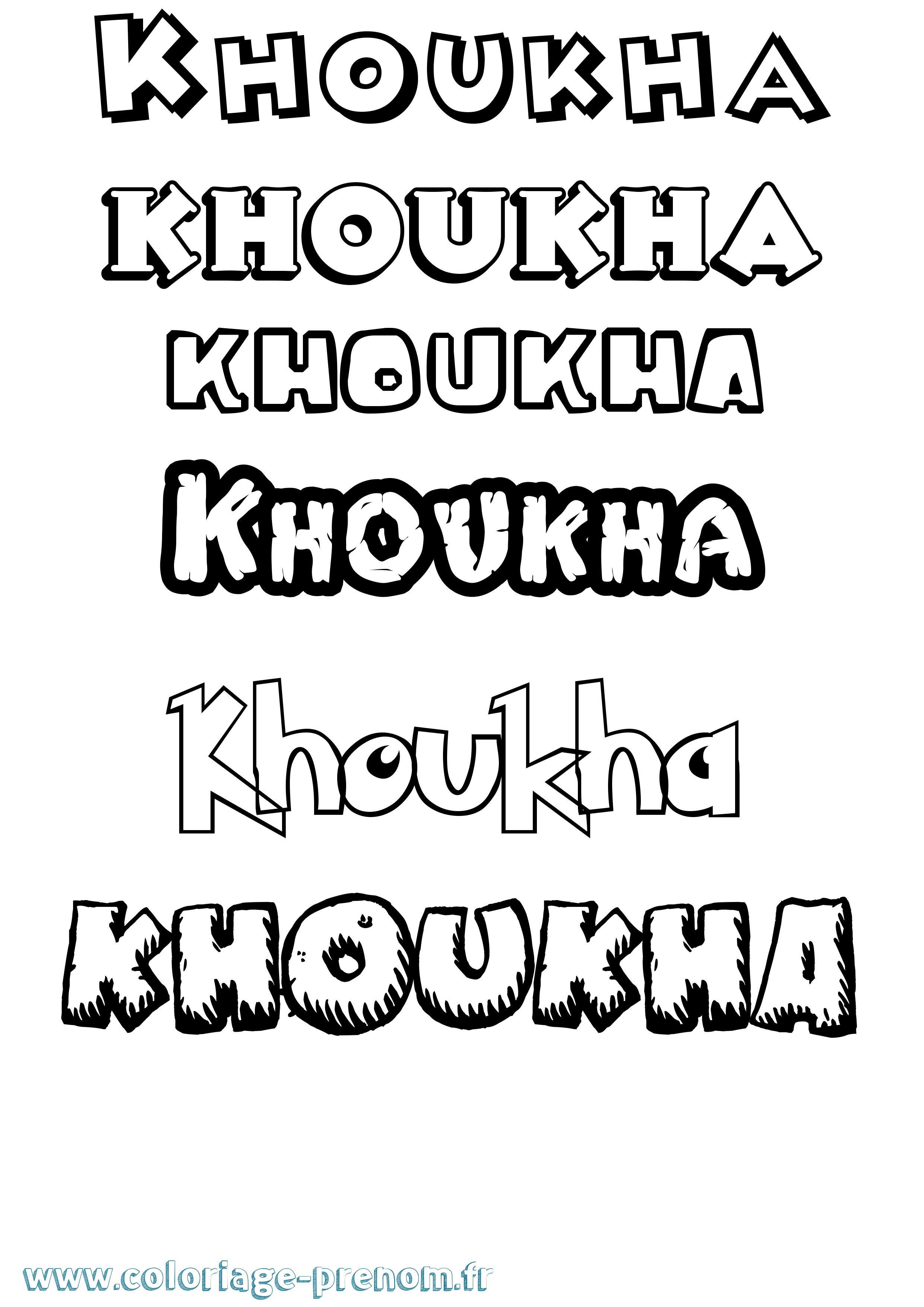 Coloriage Khoukha Dessin Animé Coloriage prénom Khoukha Dessin Animé