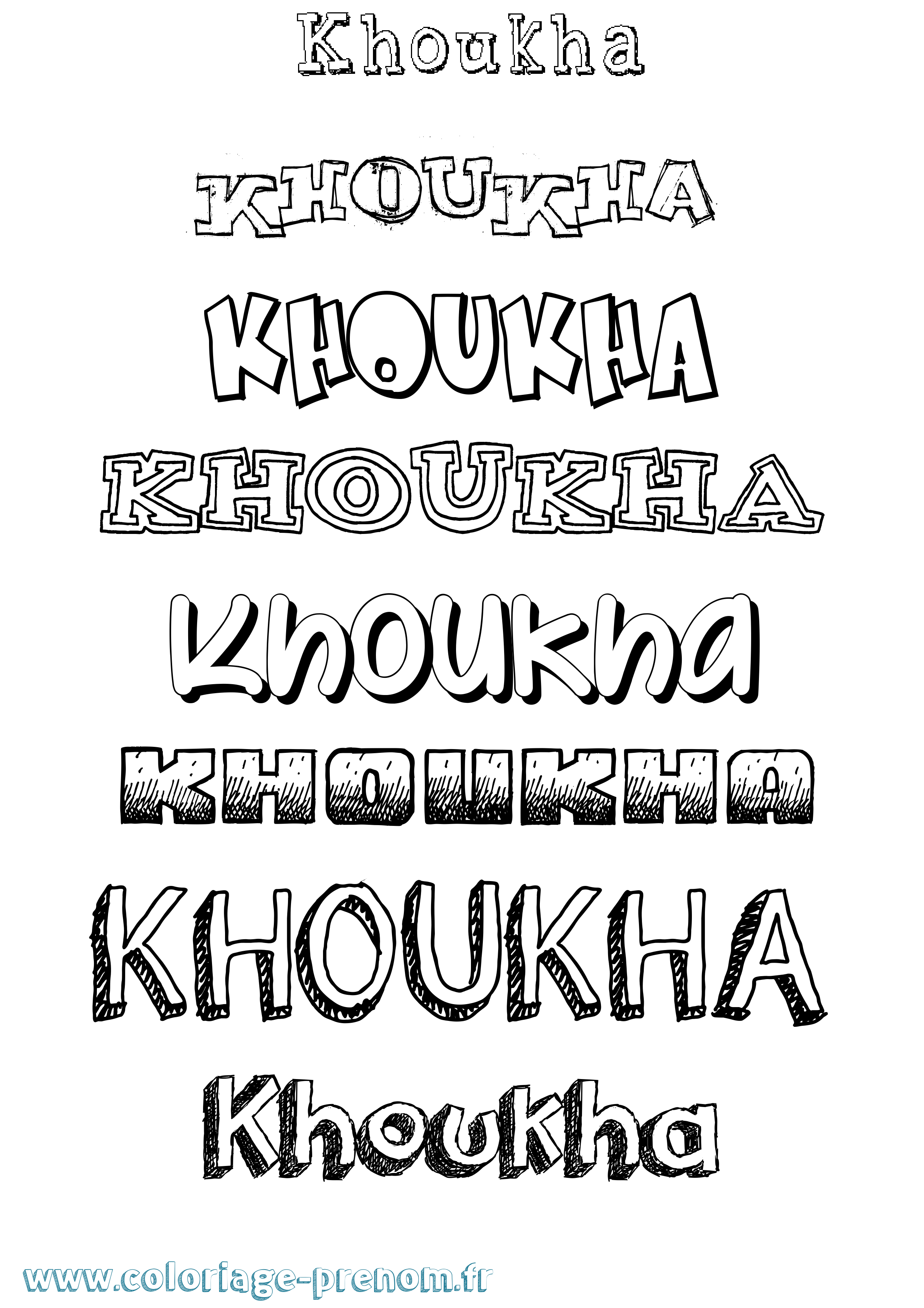 Coloriage Khoukha Dessiné Coloriage prénom Khoukha Dessiné