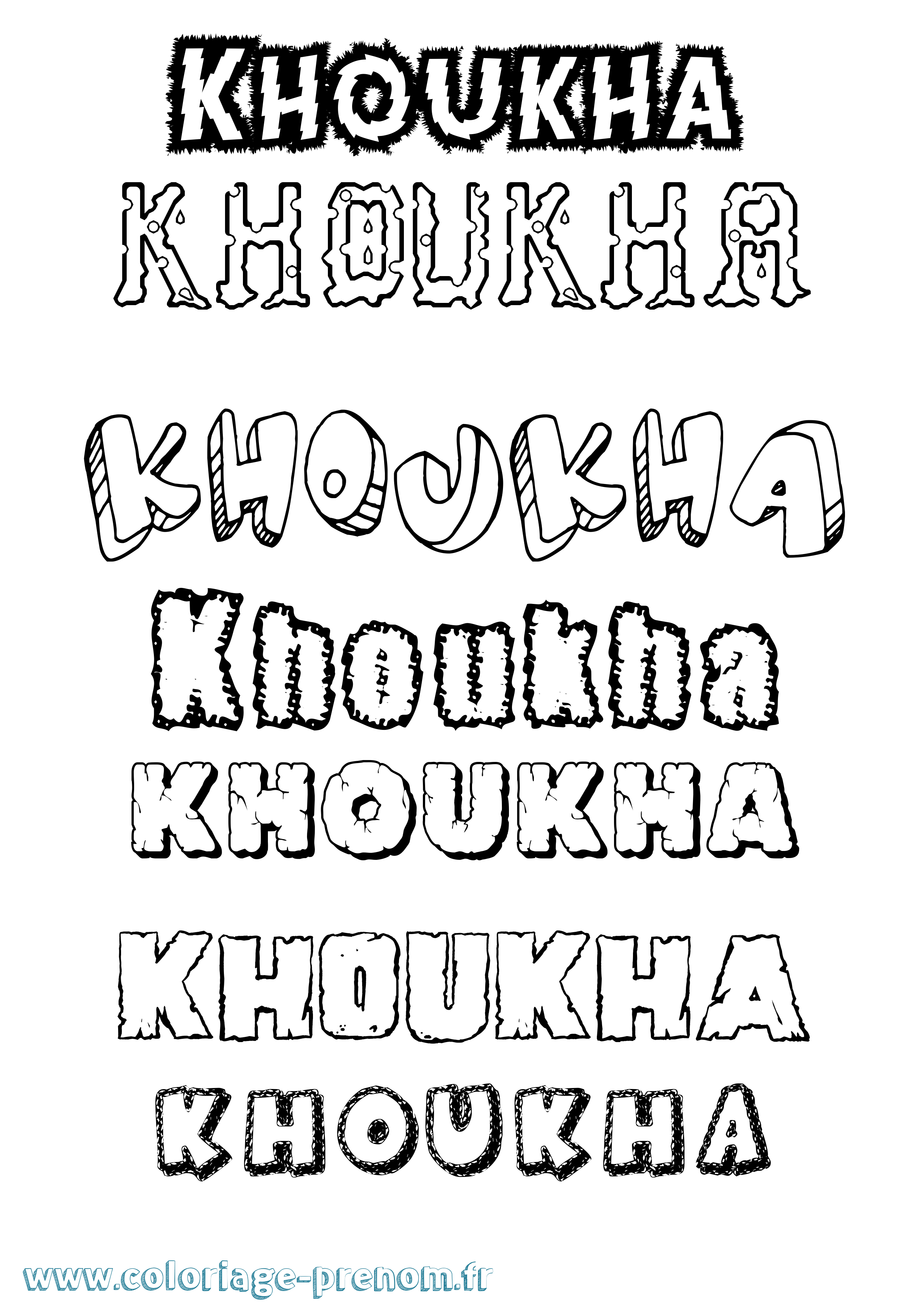 Coloriage Khoukha Destructuré Coloriage prénom Khoukha Destructuré