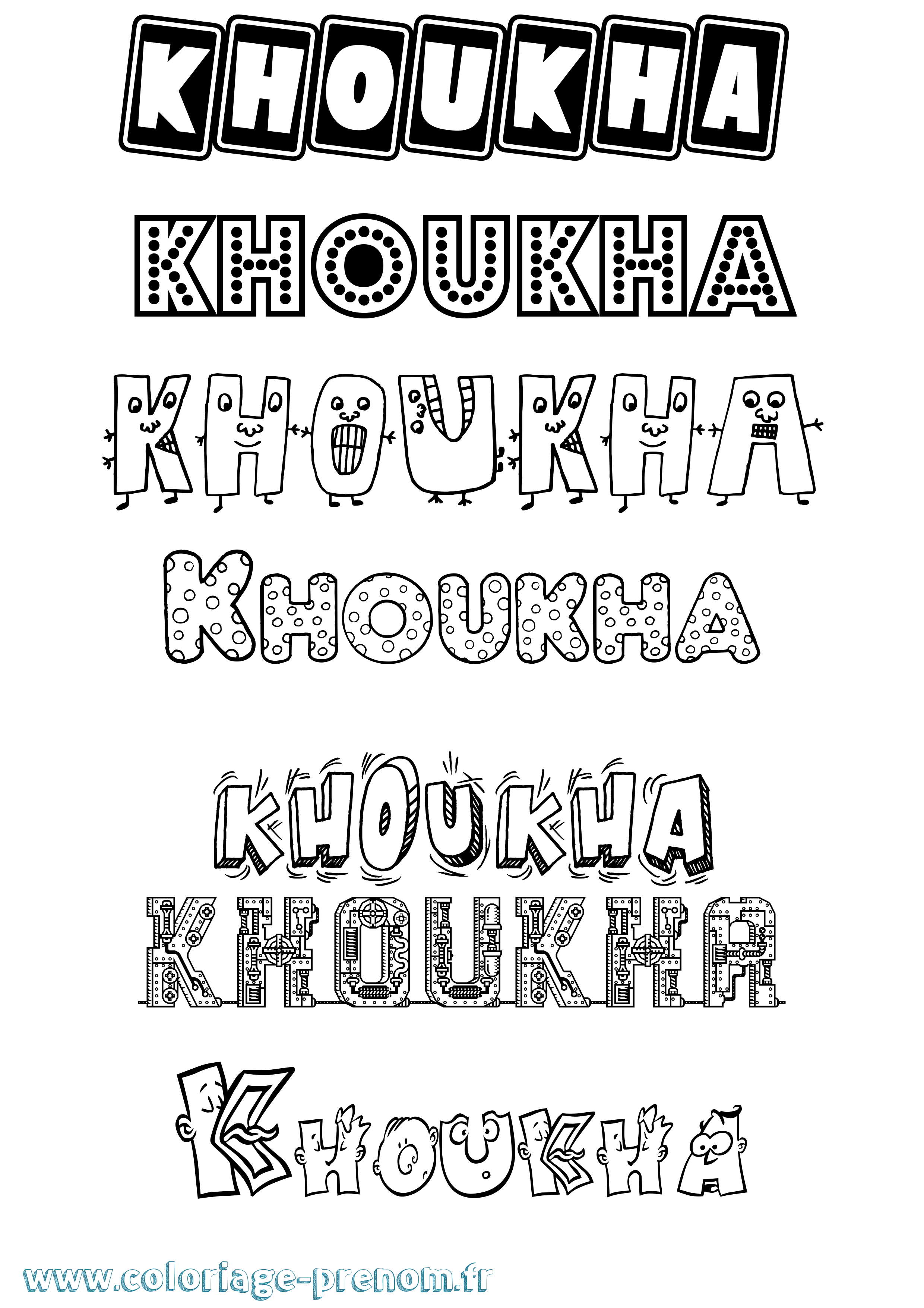 Coloriage Khoukha Fun Coloriage prénom Khoukha Fun