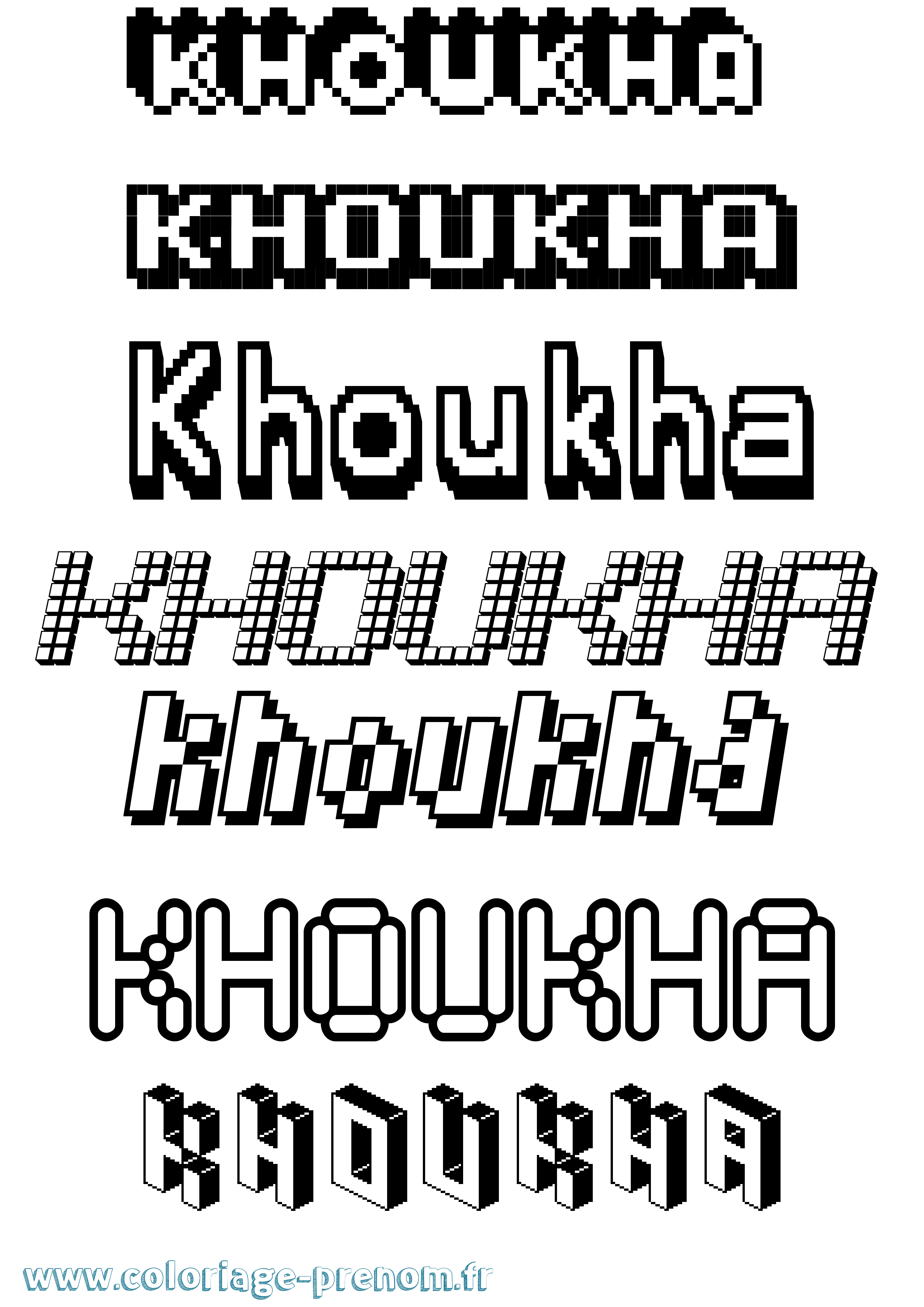 Coloriage Khoukha Pixel Coloriage prénom Khoukha Pixel