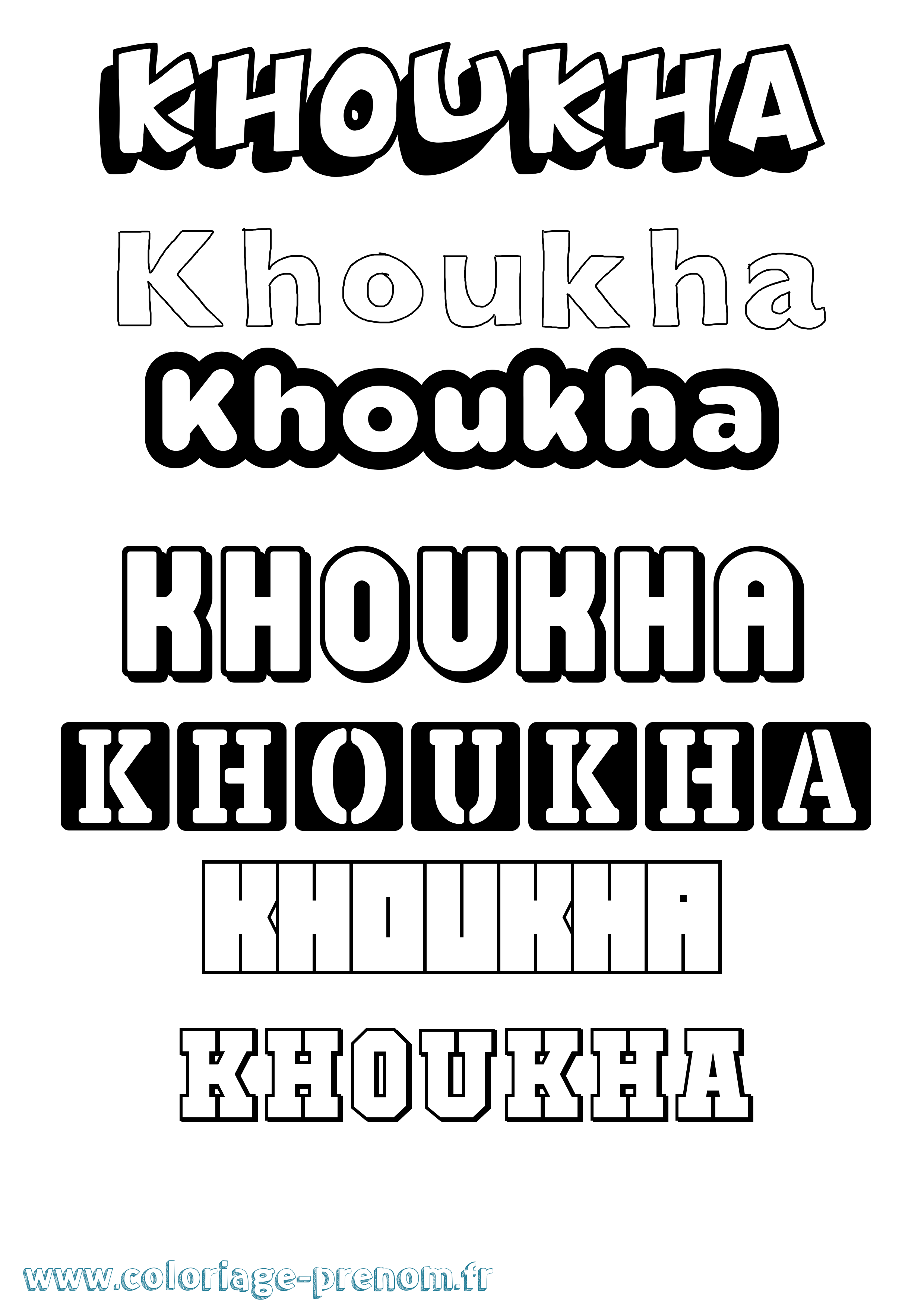 Coloriage Khoukha Simple Coloriage prénom Khoukha Simple