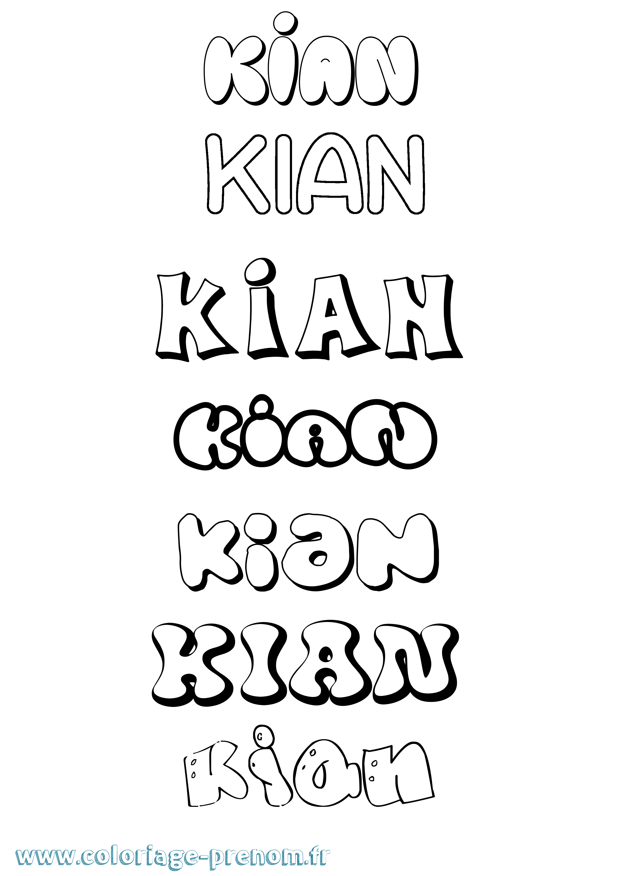 Coloriage Kian Bubble Coloriage prénom Kian Bubble